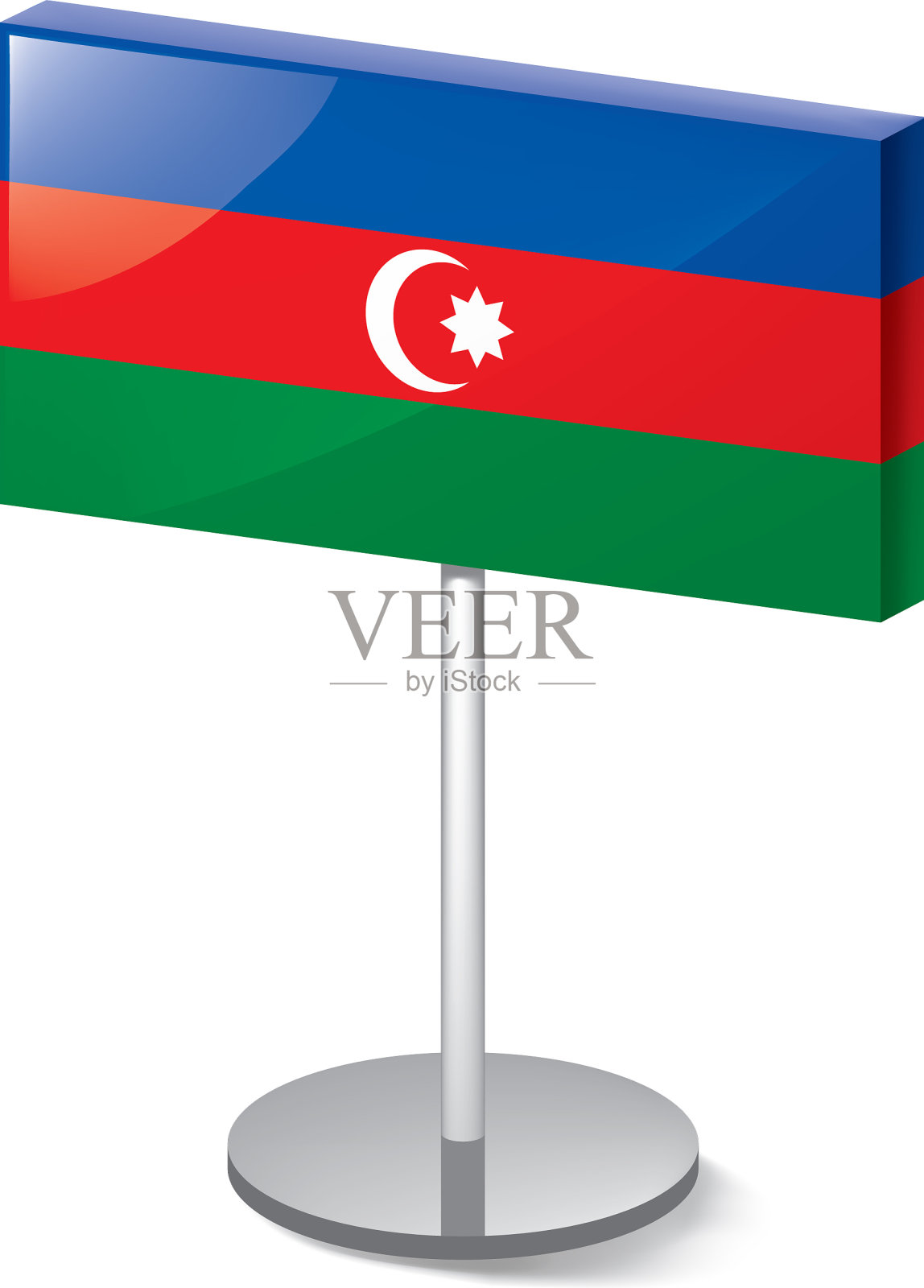 阿塞拜疆国旗上有白色设计元素图片