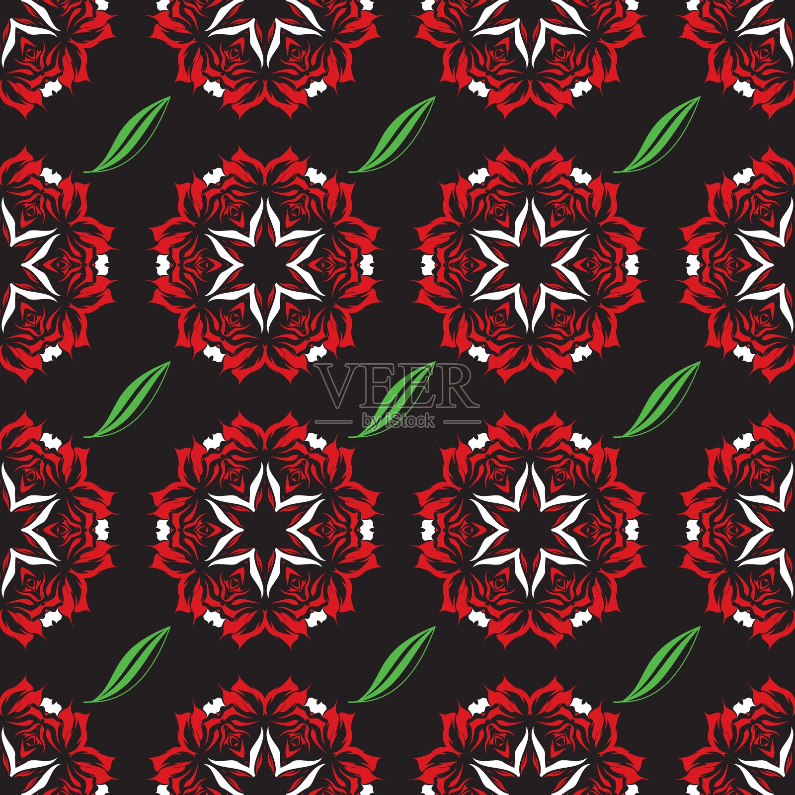 无缝装饰花纹瓷砖插画图片素材