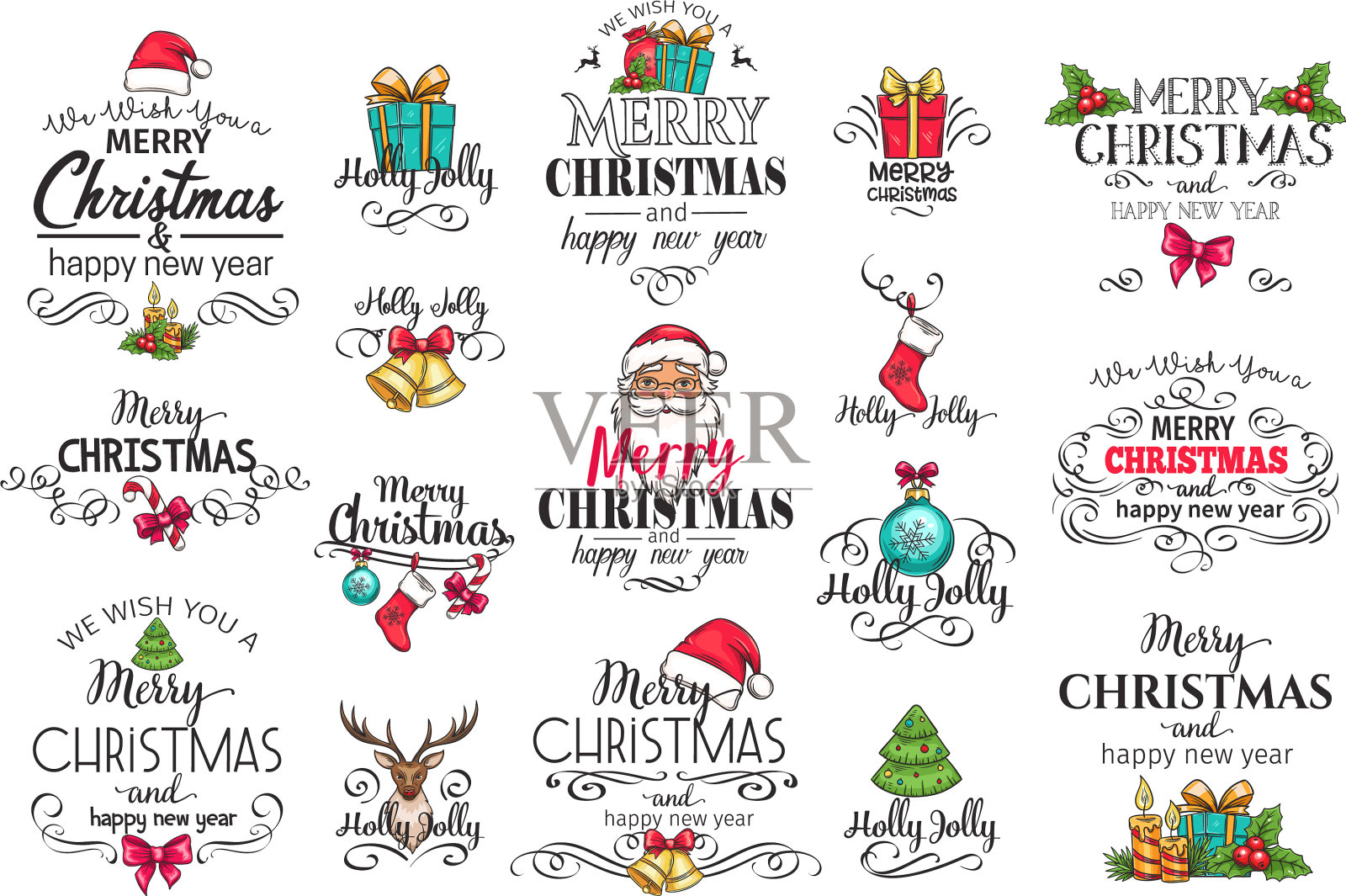 圣诞装饰标签插画图片素材