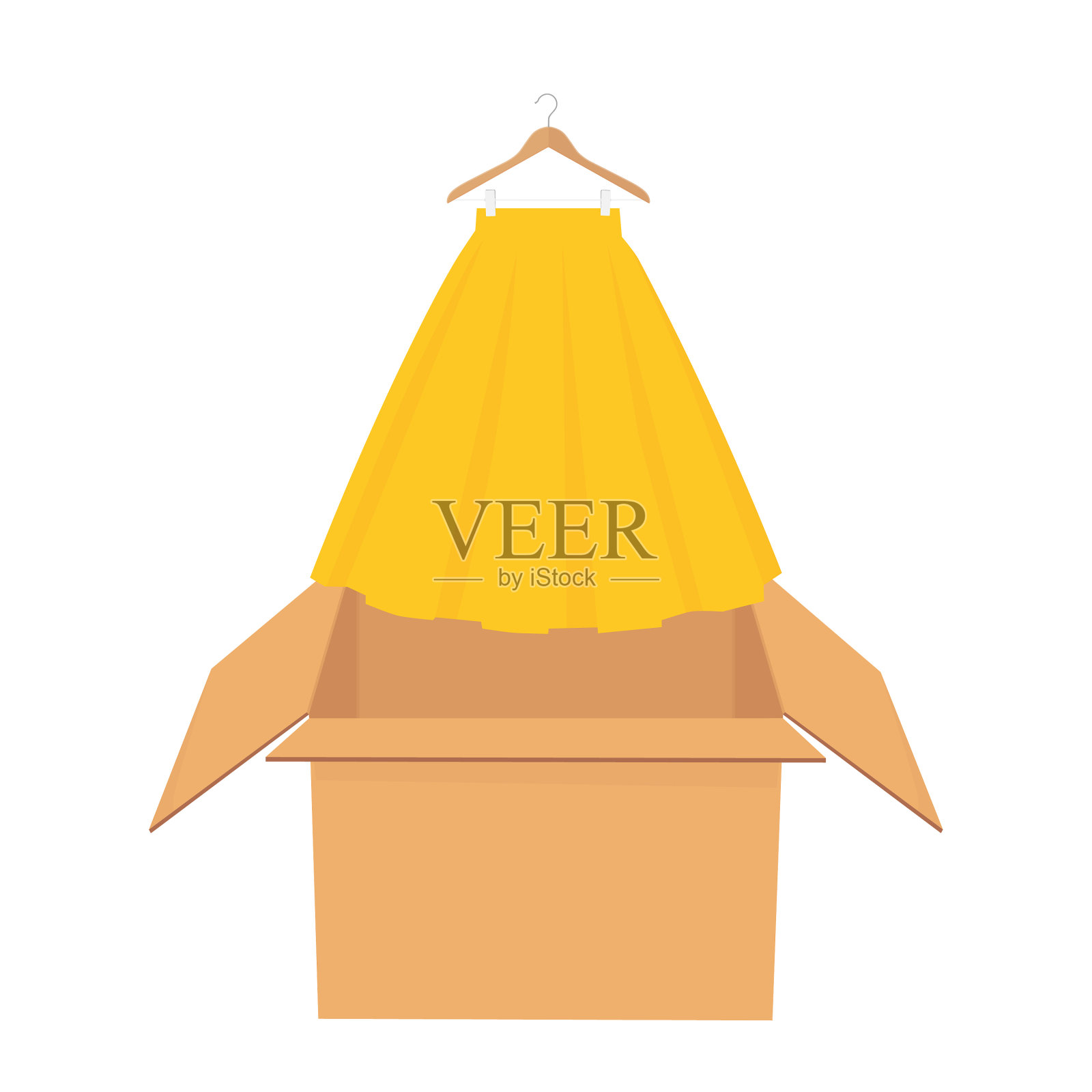 黄色优雅的裙子在衣架上出售设计元素图片