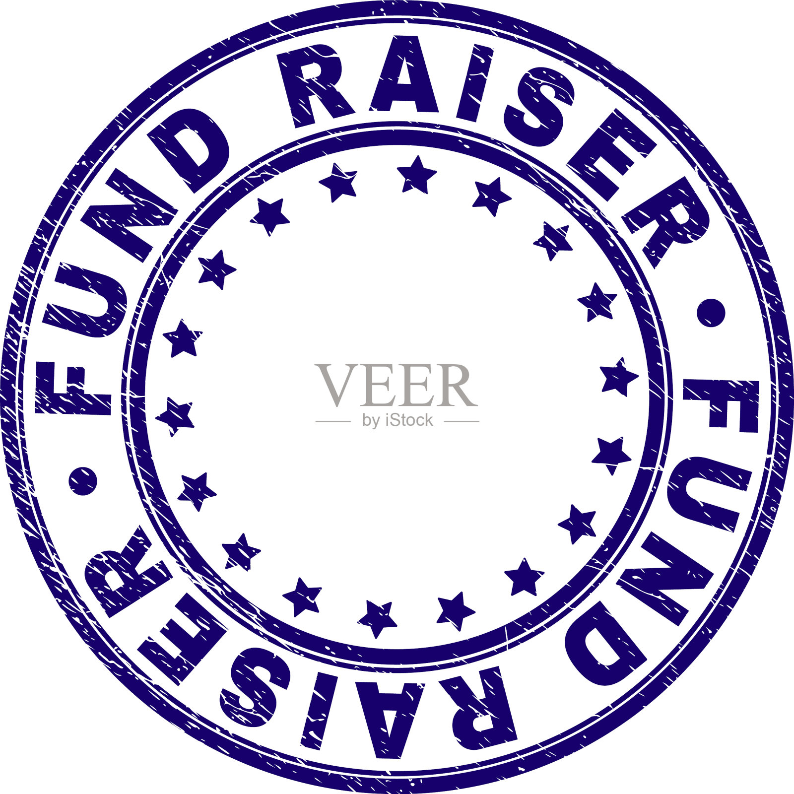 Grunge纹理基金筹集人圆形邮票印章插画图片素材