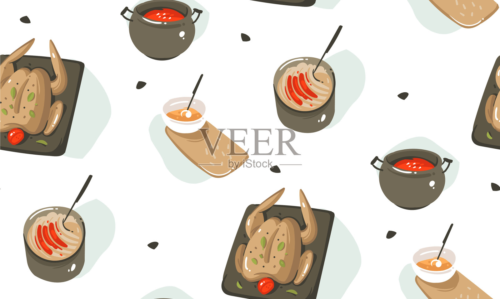 手绘抽象现代卡通烹饪插画图片素材