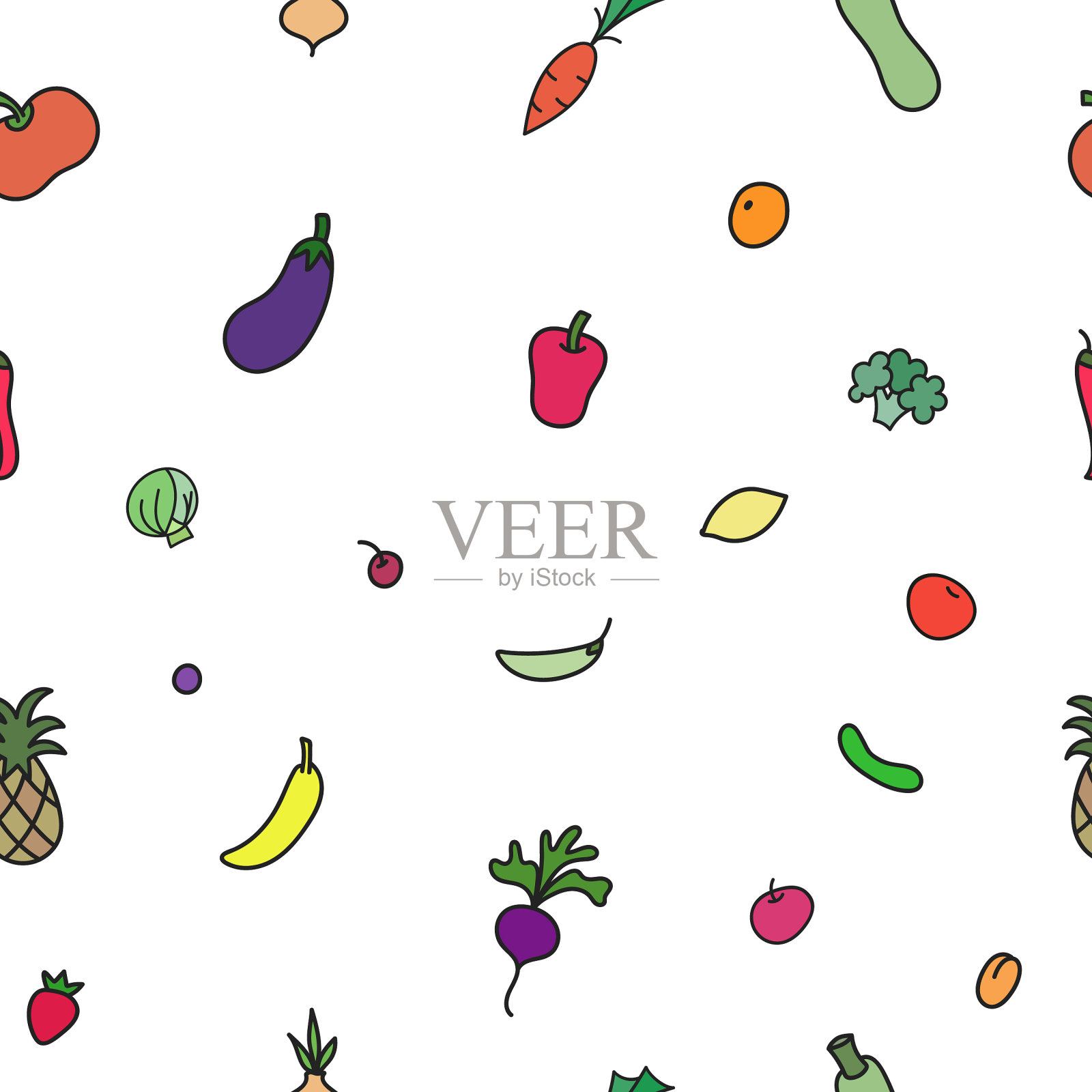 蔬菜印花无缝图案插画图片素材