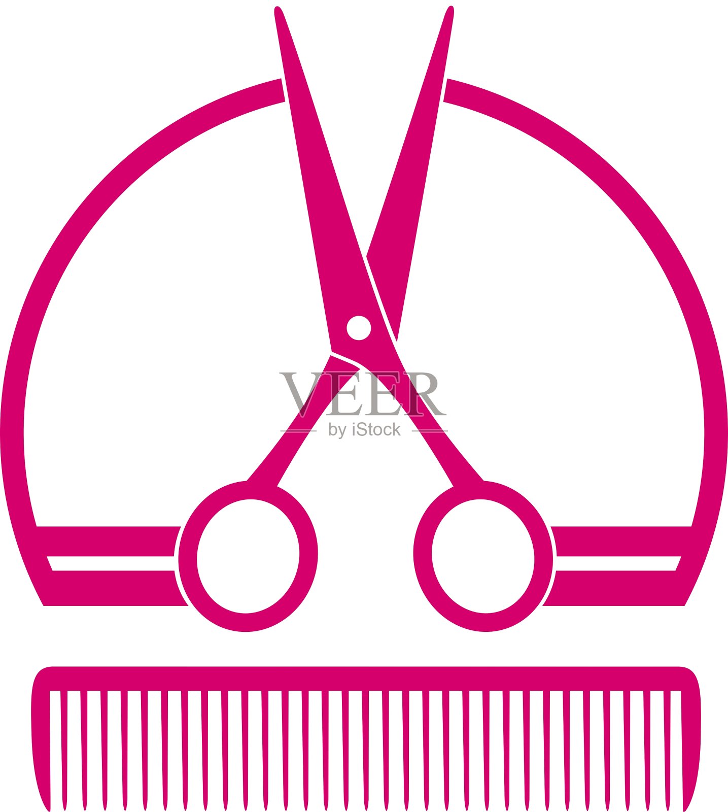 理发店图标与剪刀和梳子插画图片素材