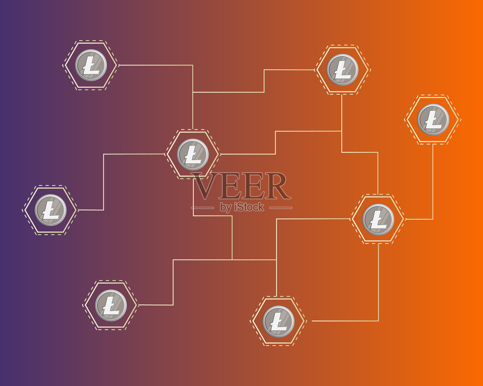 区块链莱特币电路技术背景插画图片素材