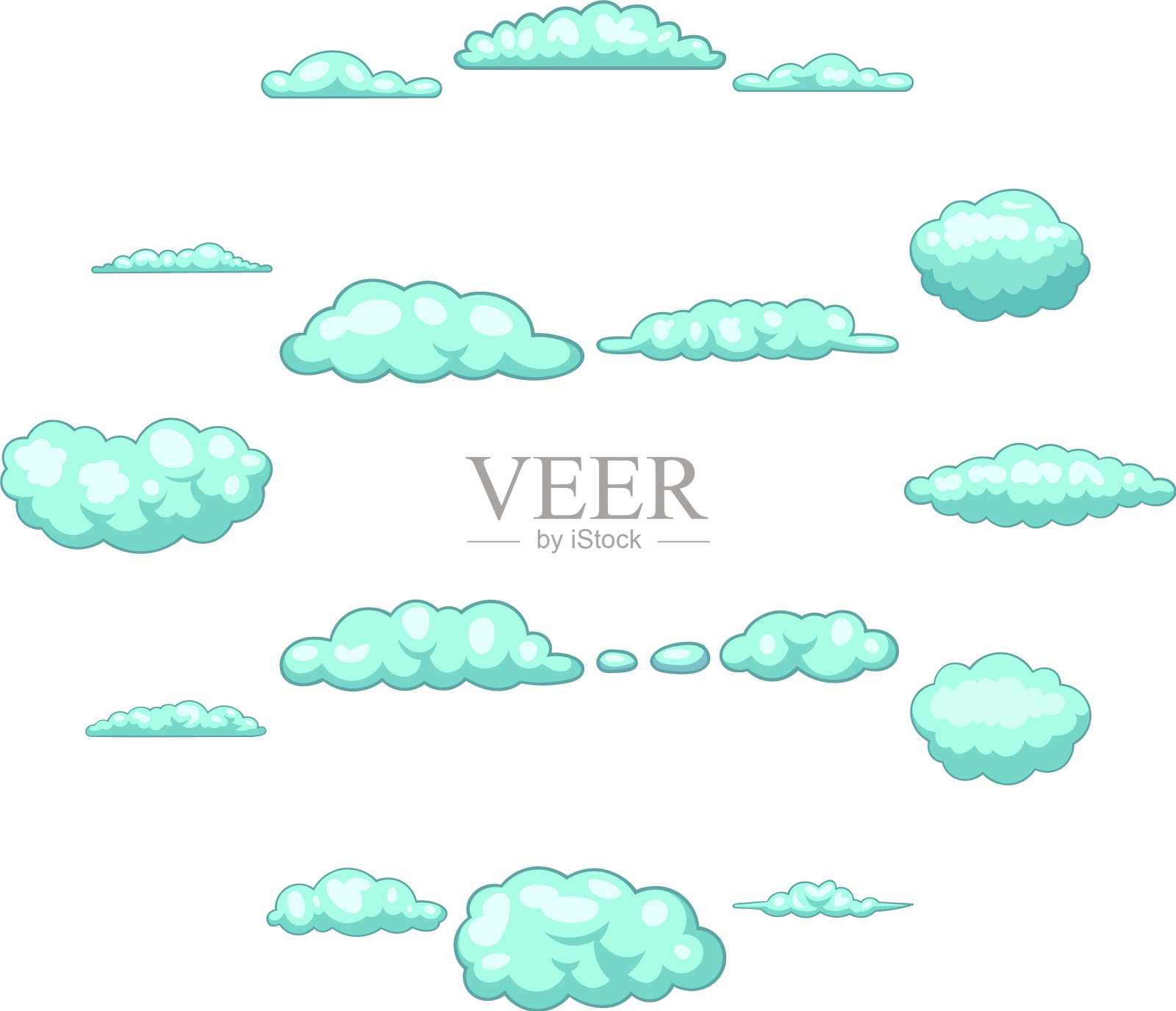 云朵图标设置卡通风格图标素材