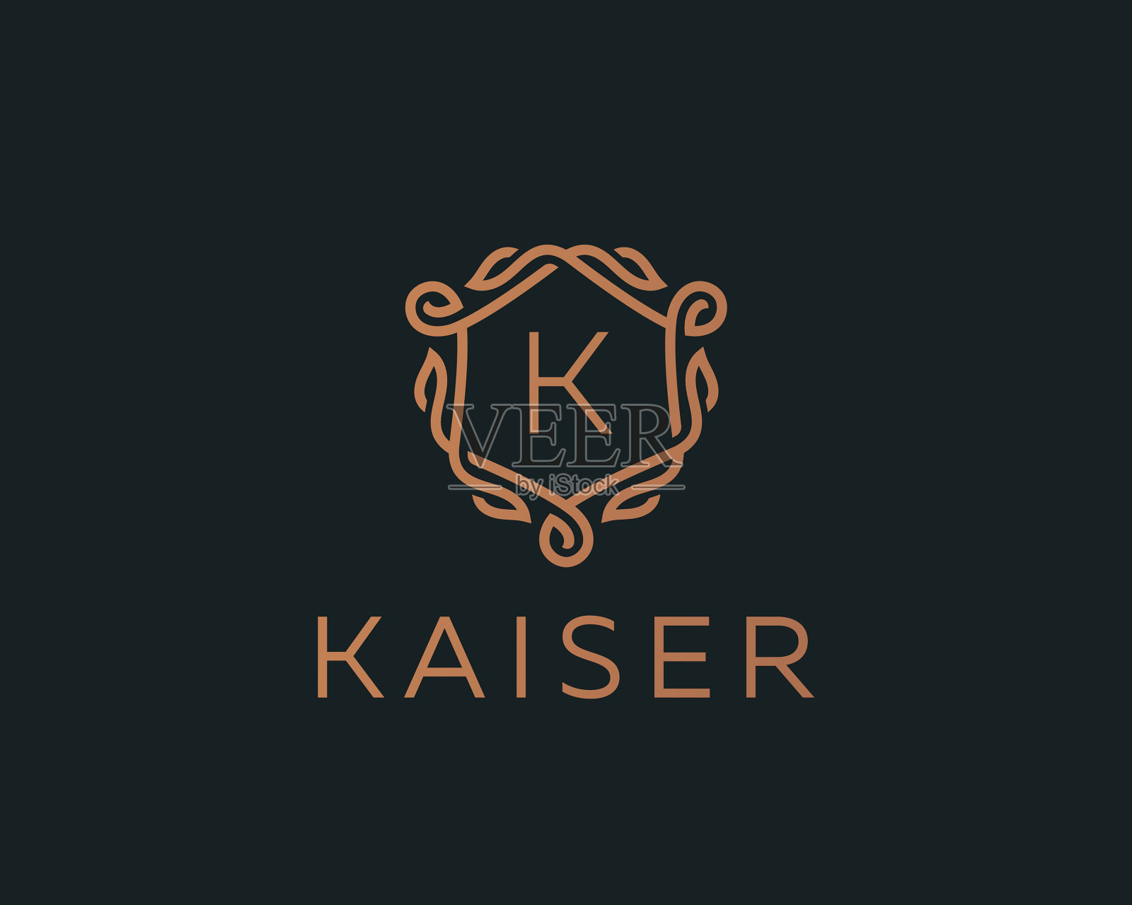 优质线性屏蔽字母k标志类型插画图片素材