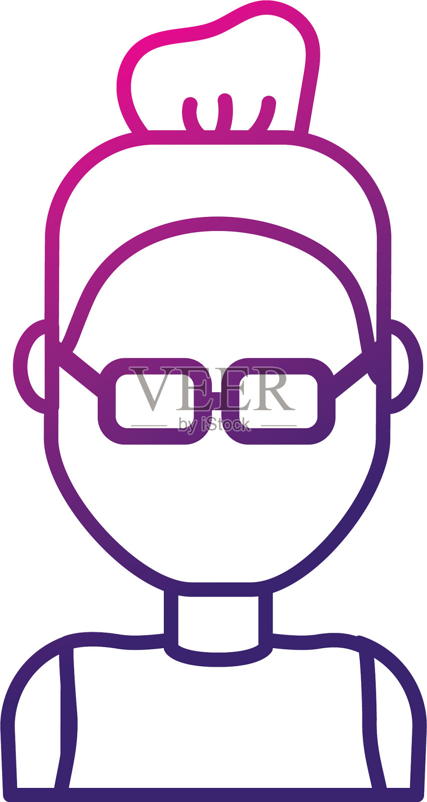 线条美女用发型设计和衬衫插画图片素材