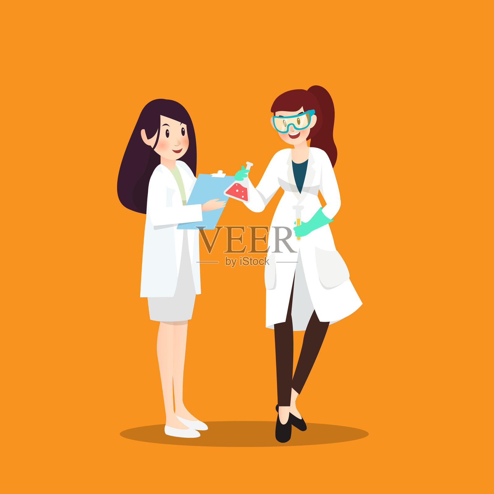 医生和科学家在不同的角色上插画图片素材