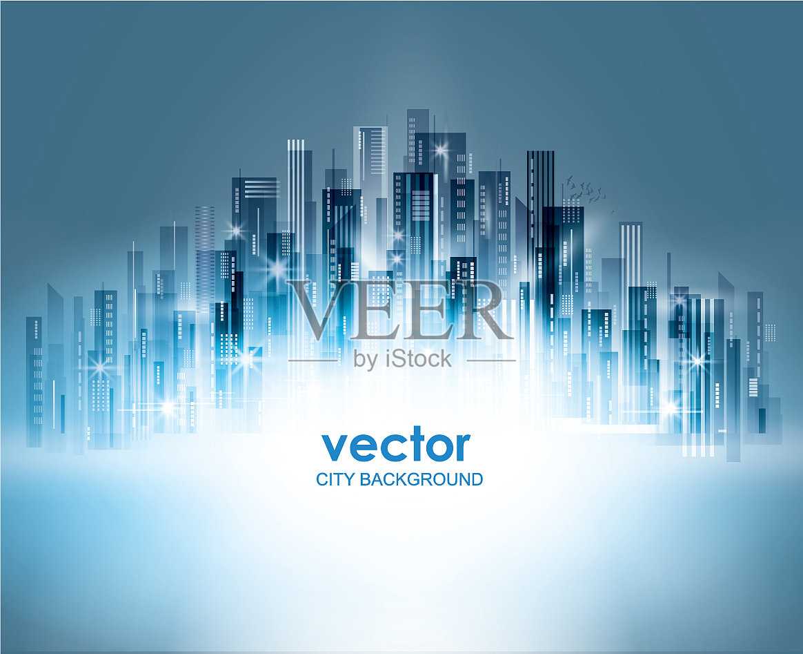 照亮城市的夜空插画图片素材