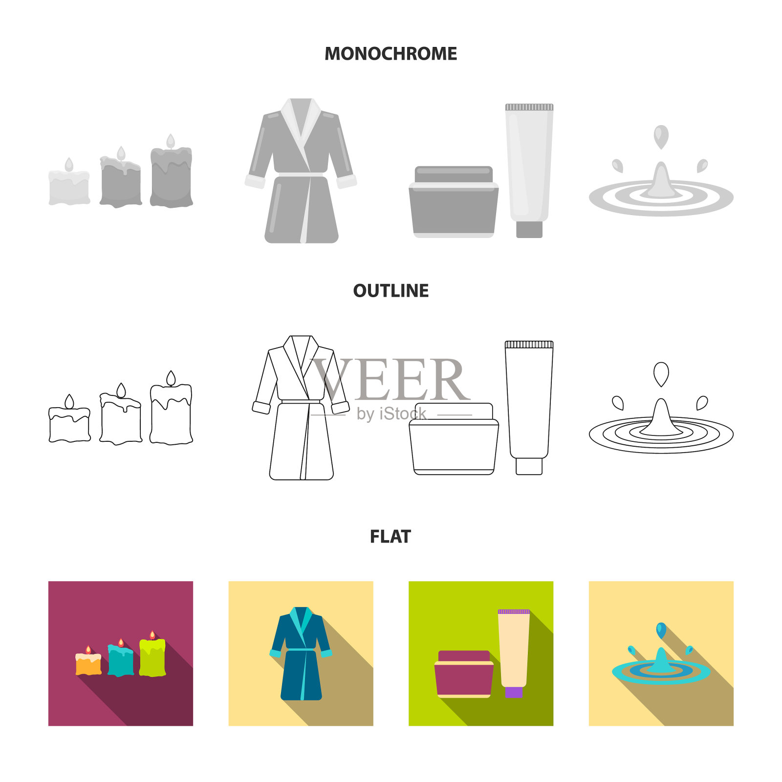 五颜六色的蜡烛，粉红色的长袍，还有插画图片素材