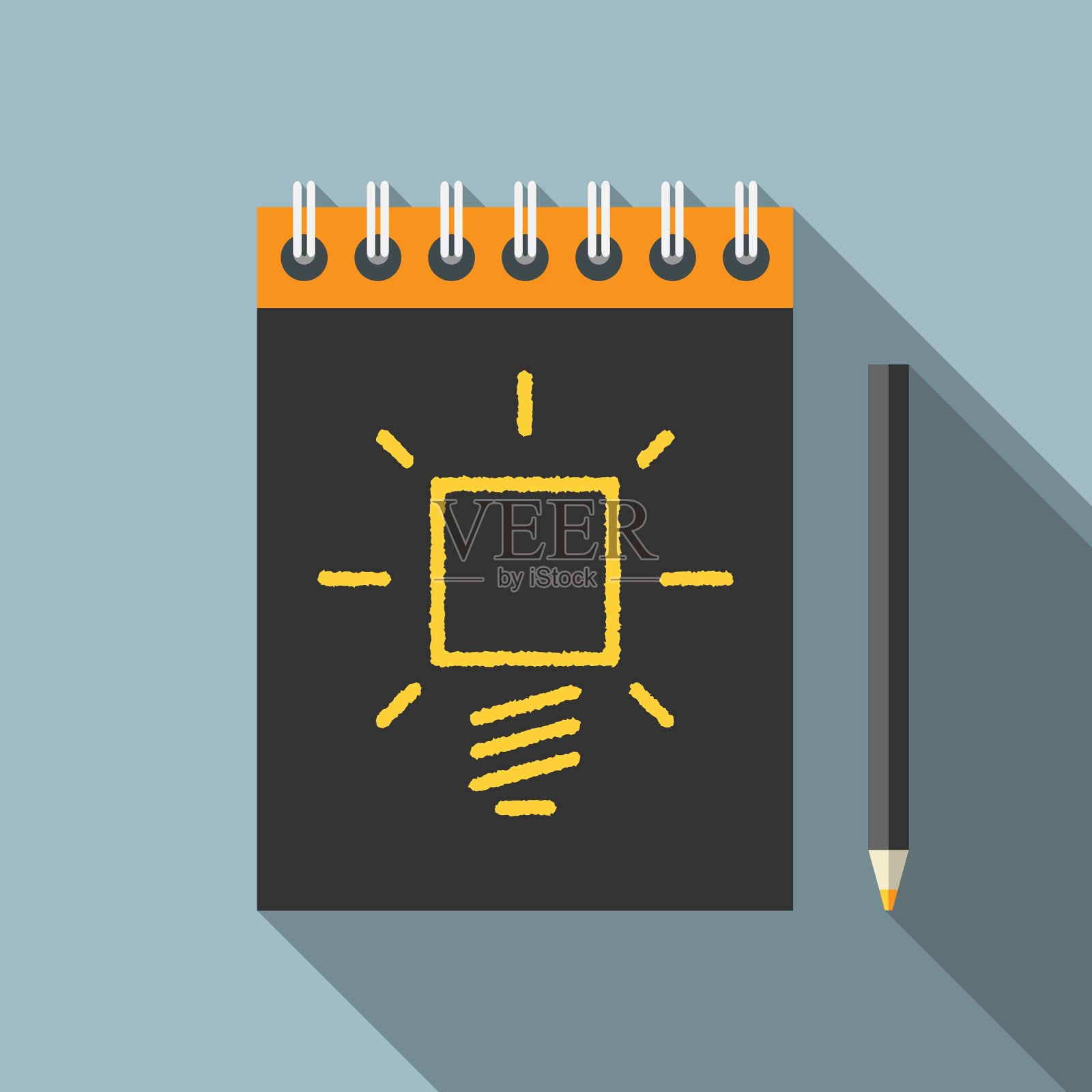 创意铅笔和笔记本插画图片素材