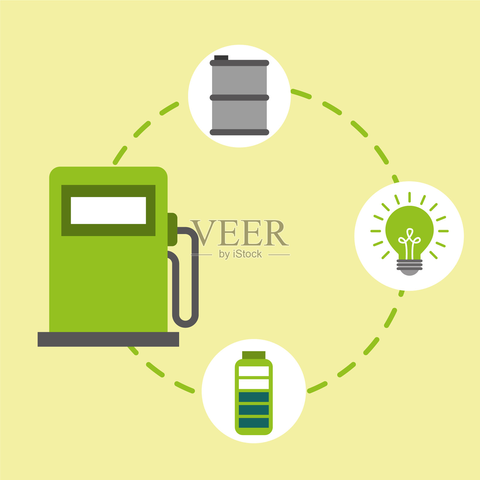 泵站生物燃料桶灯泡电池能源插画图片素材