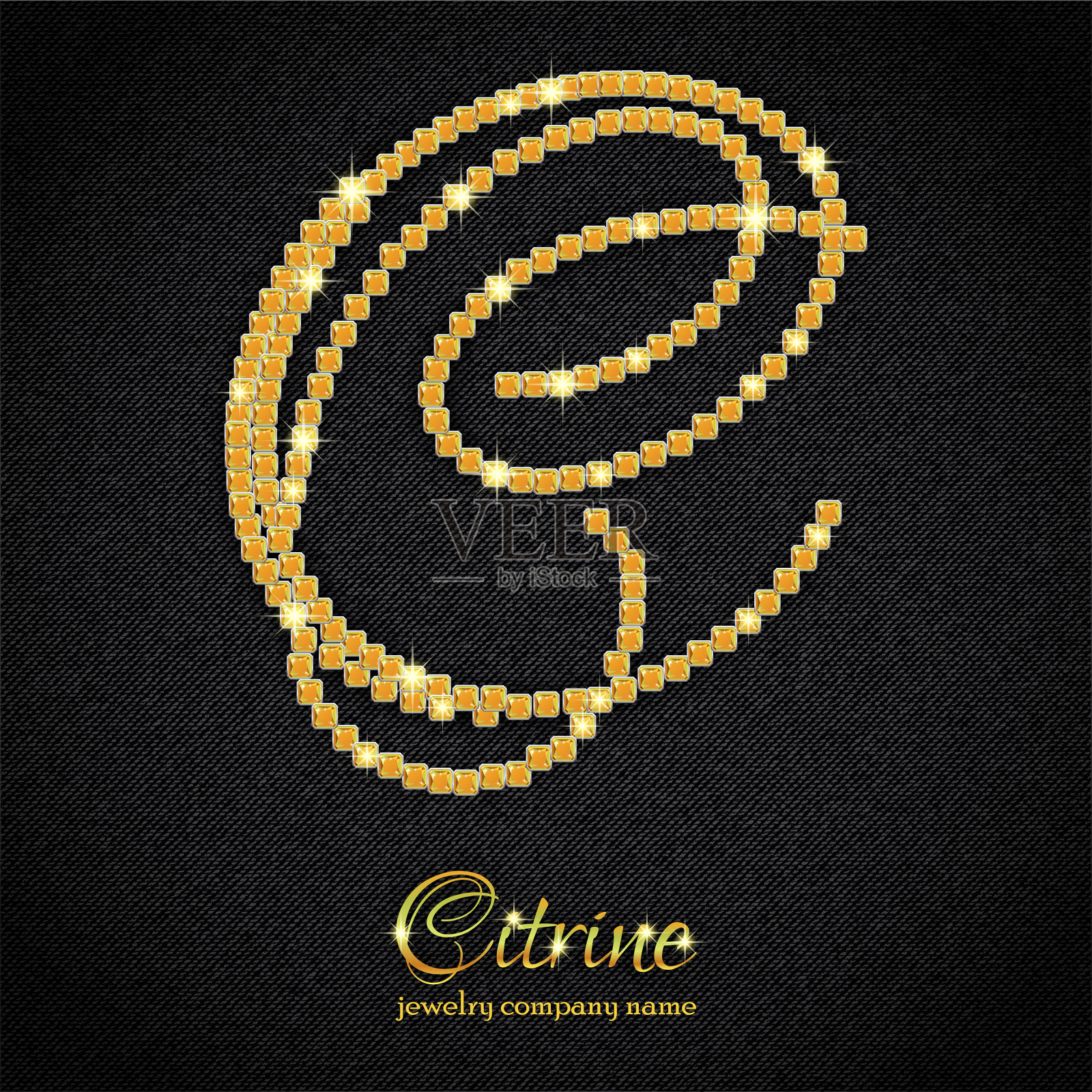 黑色牛仔布上的黄水晶插画图片素材