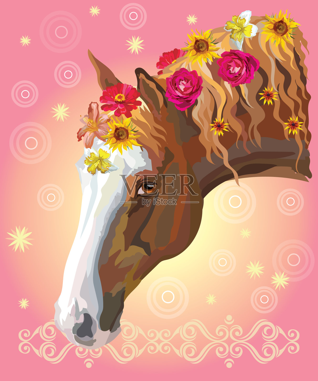 3 .马的画像插画图片素材