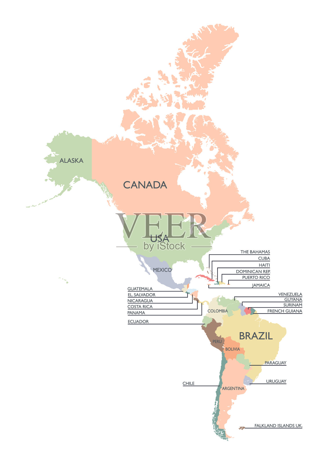 美洲大陆地图设计元素图片