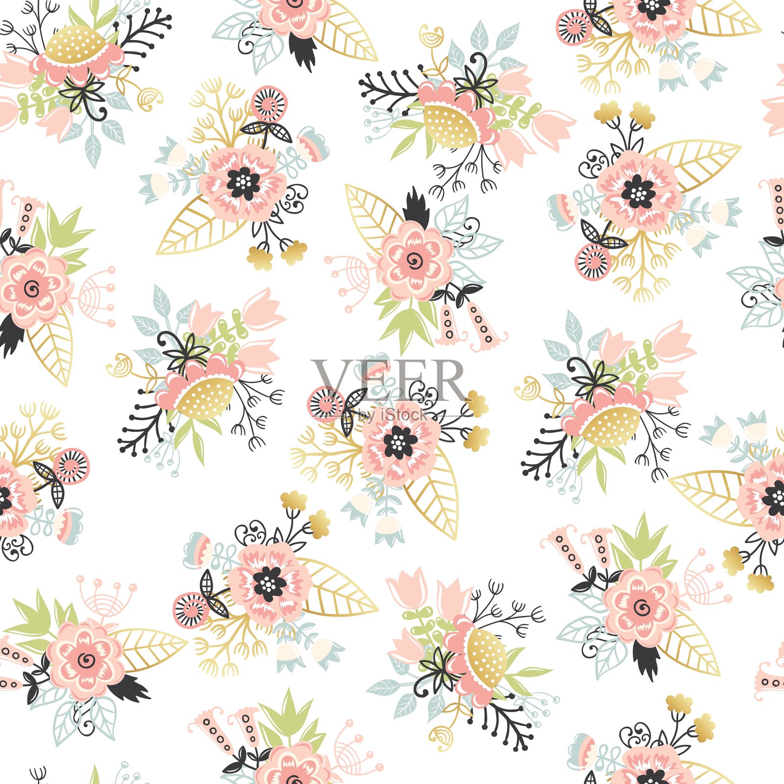 无缝的花卉图案插画图片素材