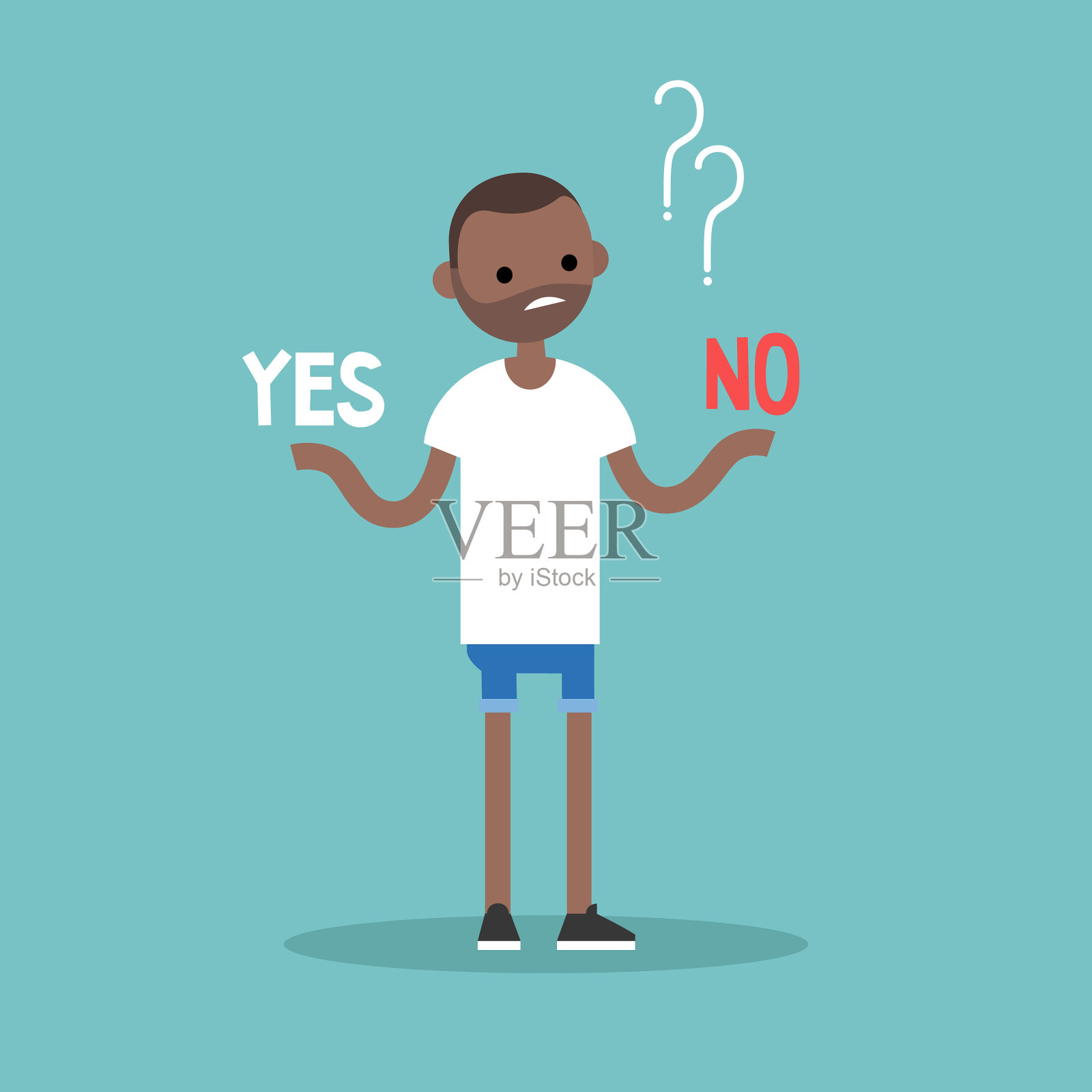 困难的决定是或否概念年轻插画图片素材