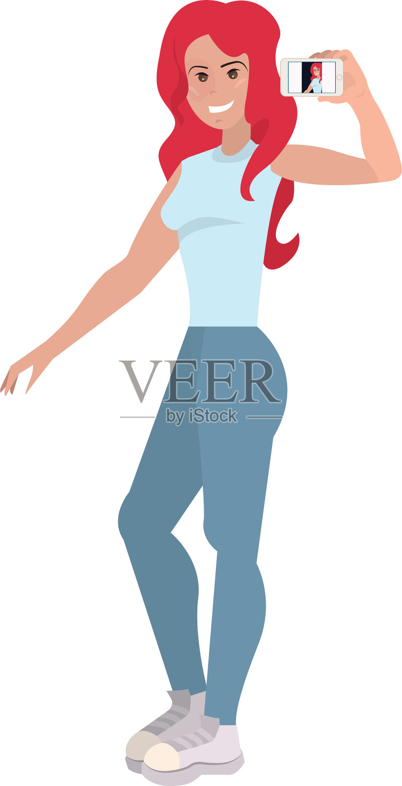 女人在用手机自拍设计元素图片