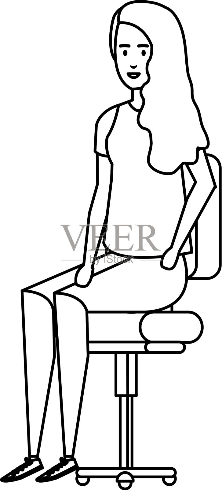 女商人坐在办公室椅子上的角色设计元素图片