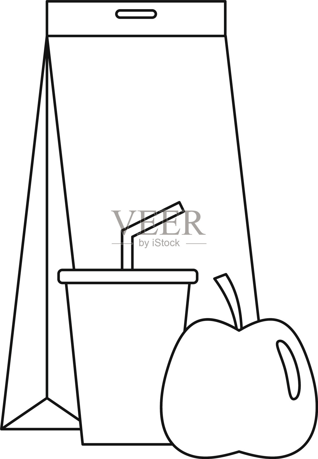 午餐包图标轮廓风格设计元素图片