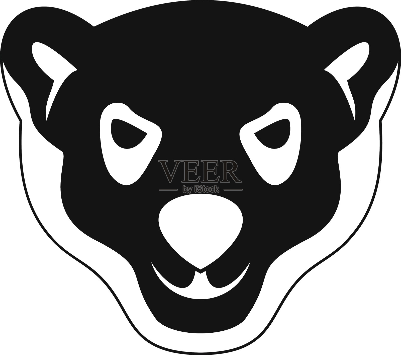 狂怒的北极熊头像造型简单设计元素图片