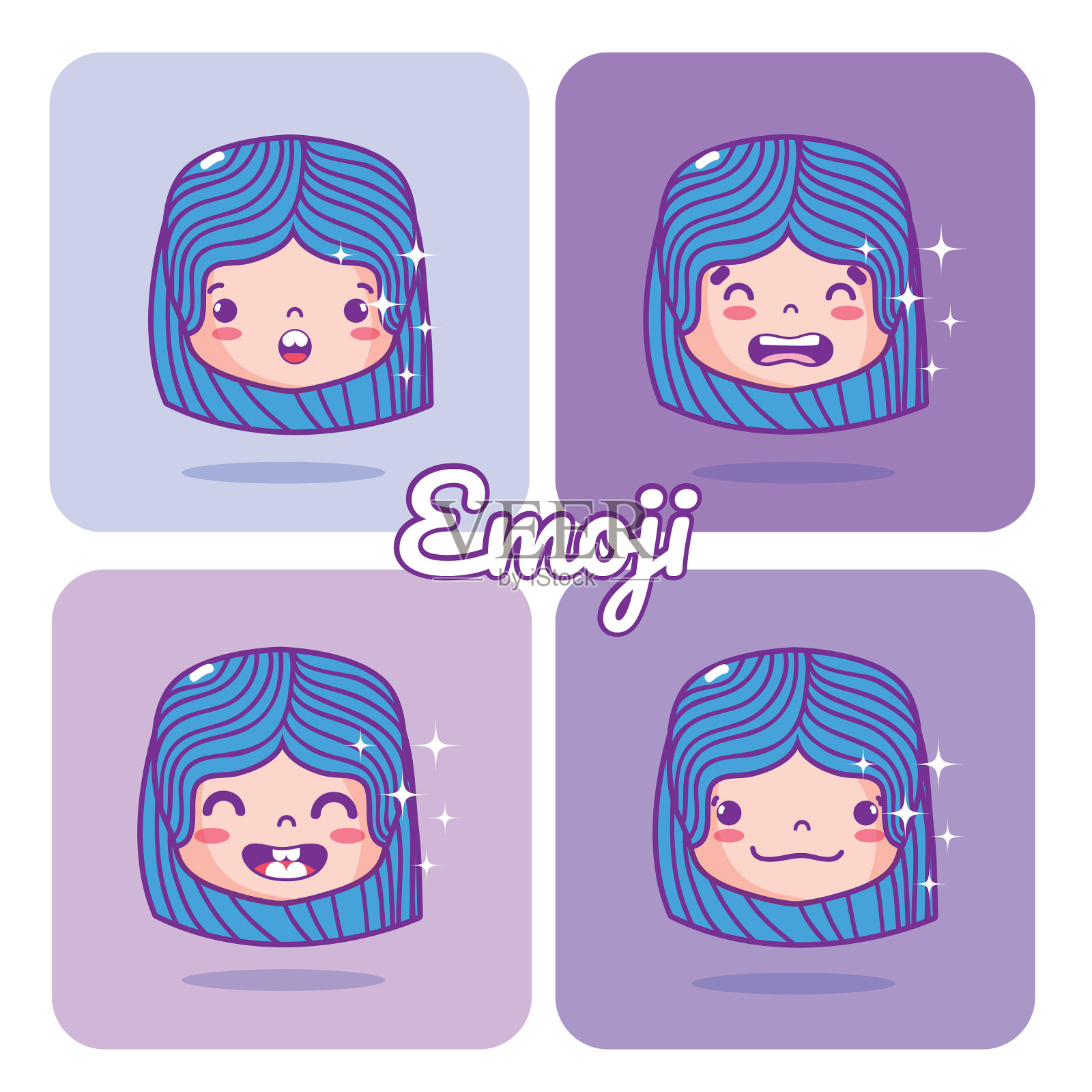 可爱女孩emojis设计元素图片