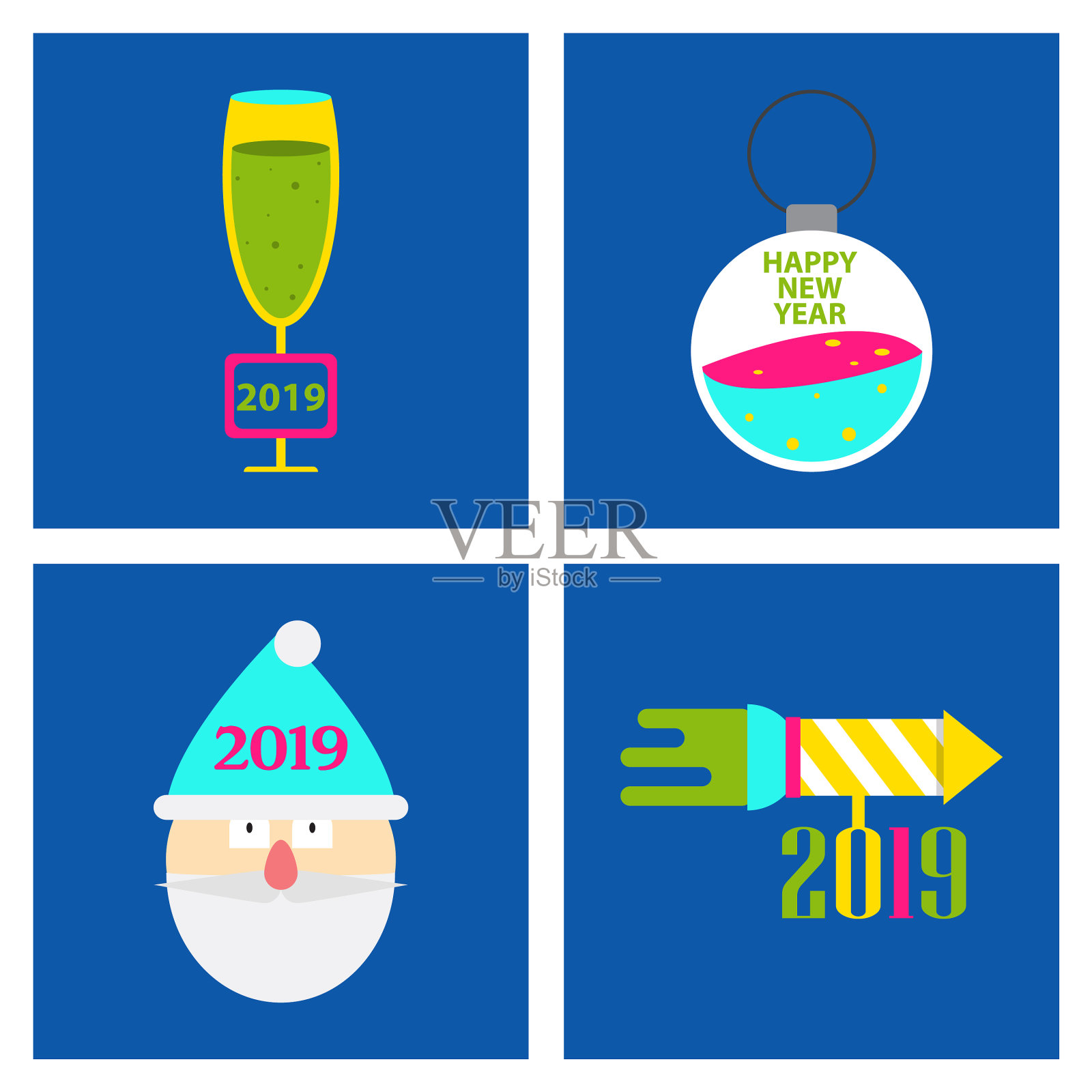 2019年新年贺卡庆祝活动快乐插画图片素材