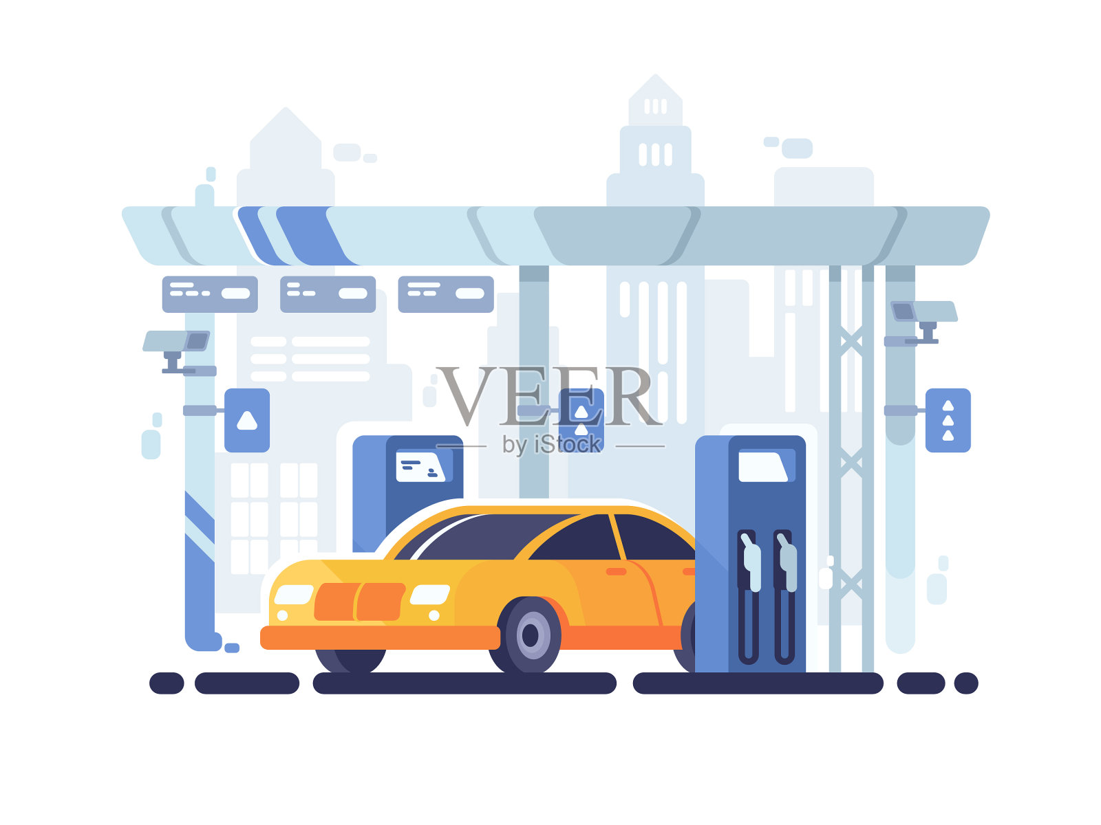 汽车在加油站加油设计元素图片