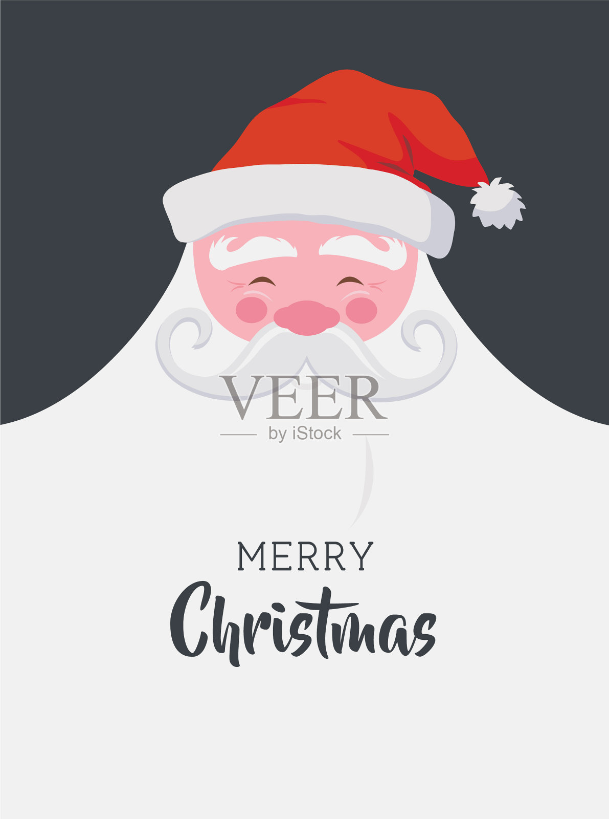 圣诞贺卡快乐，胡子圣诞老人插画图片素材