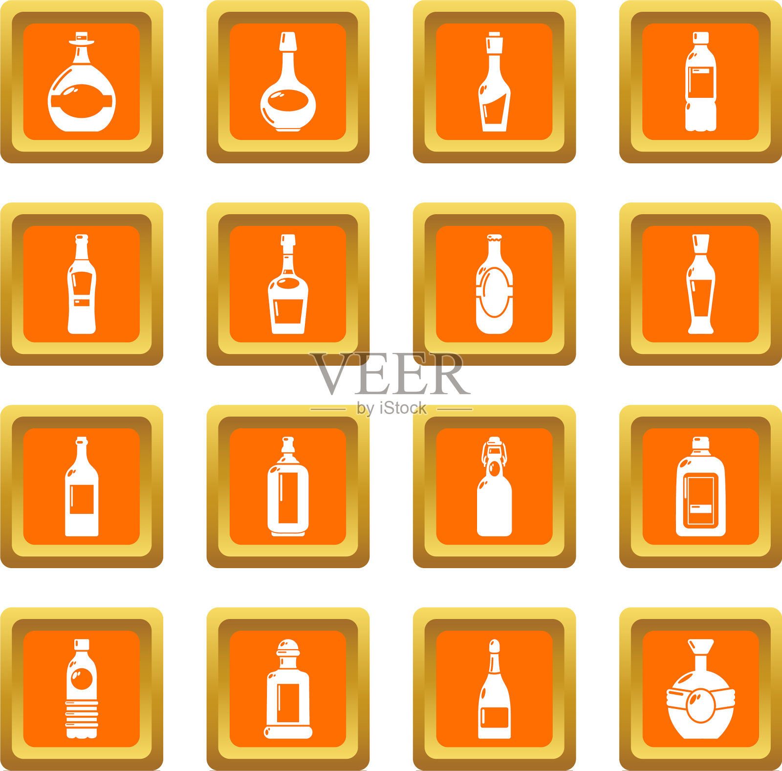 瓶子图标设置为橙色方形图标素材