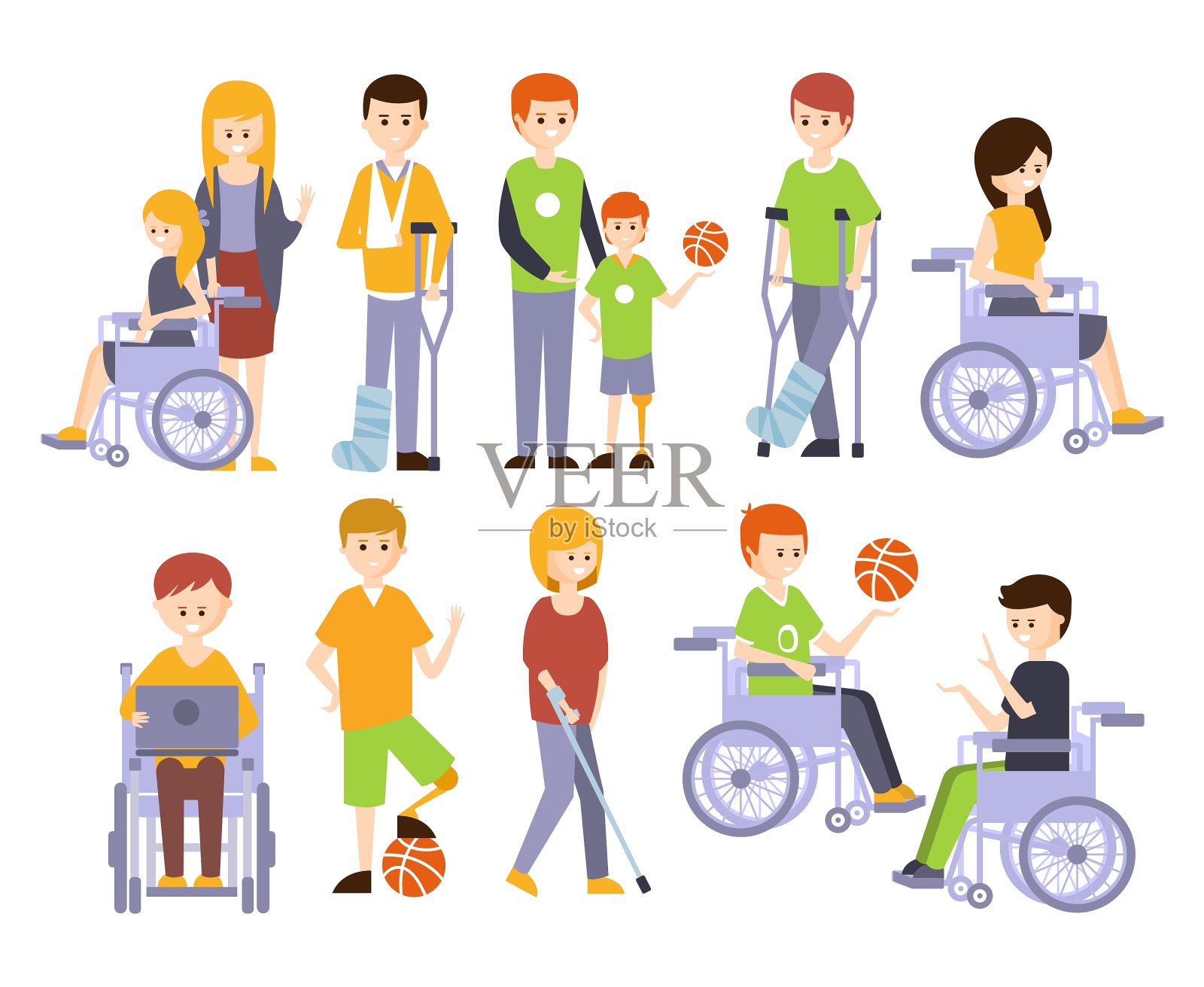 身体残疾的人生活得很快乐插画图片素材