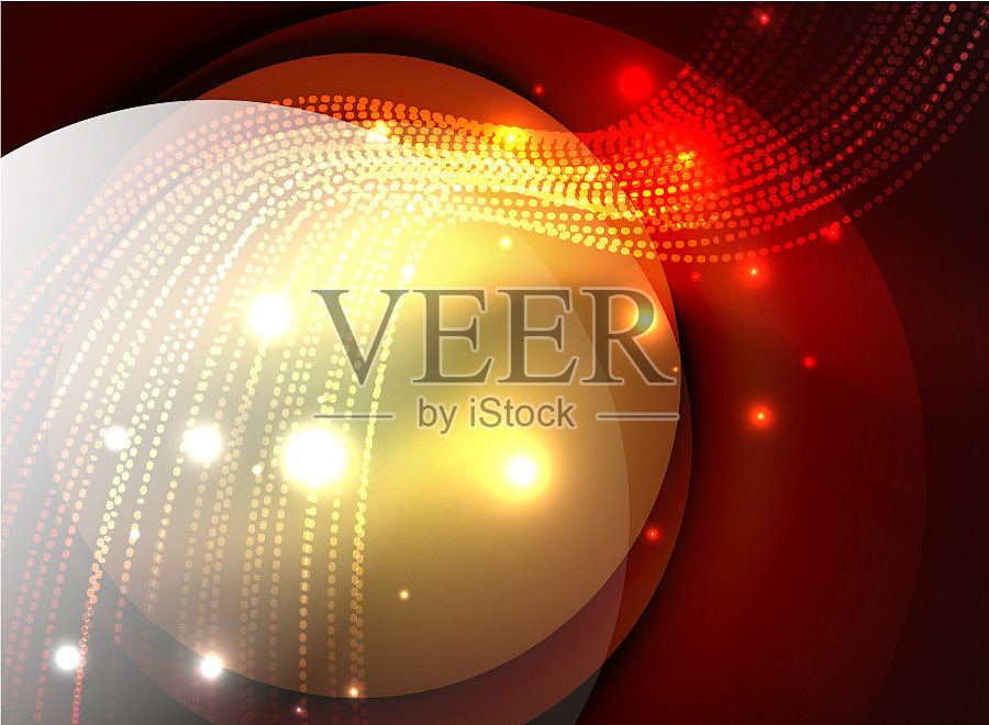 在暗色上用粒子创建的发光波插画图片素材