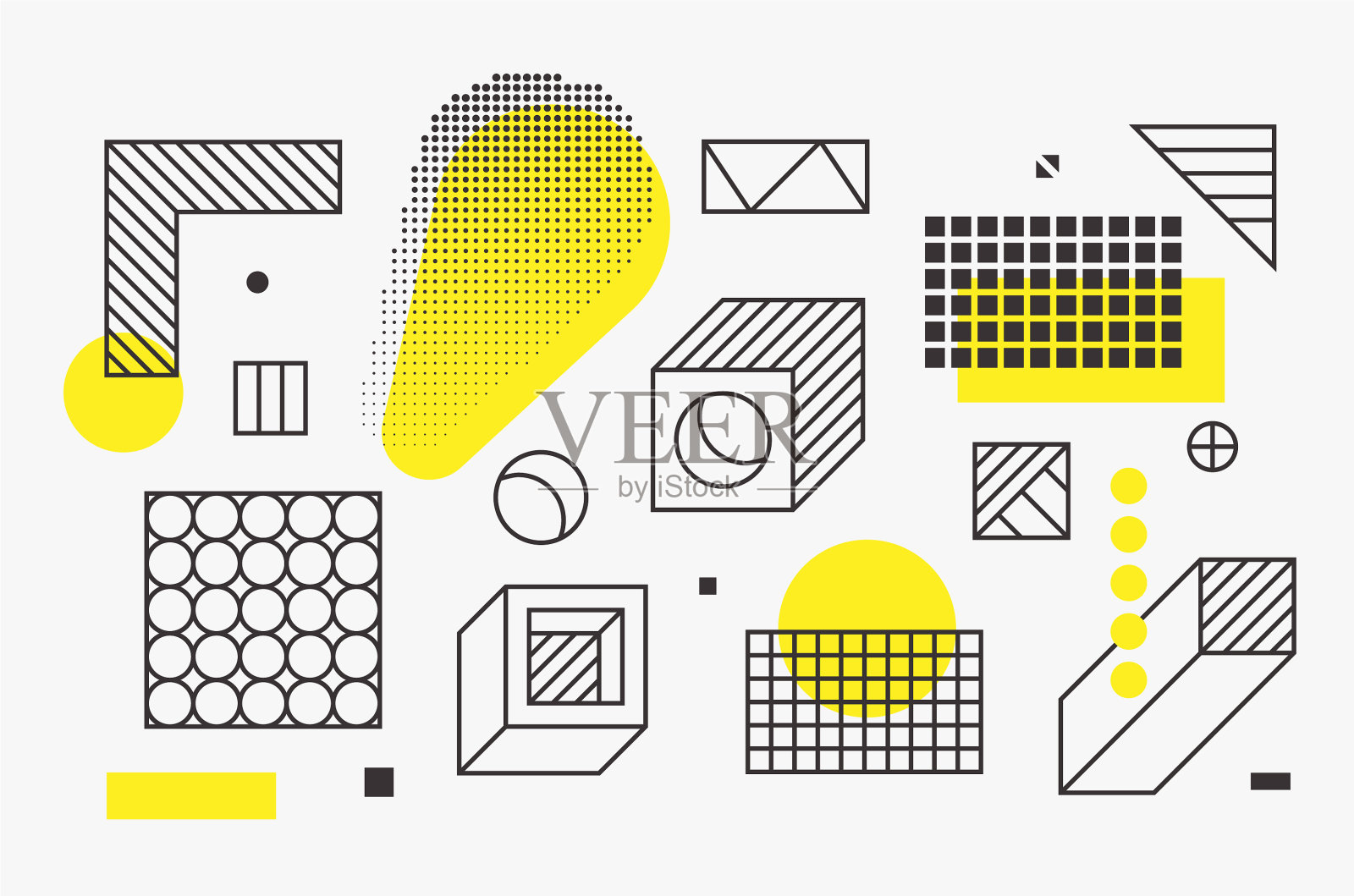 万能趋向线性几何形状集用插画图片素材