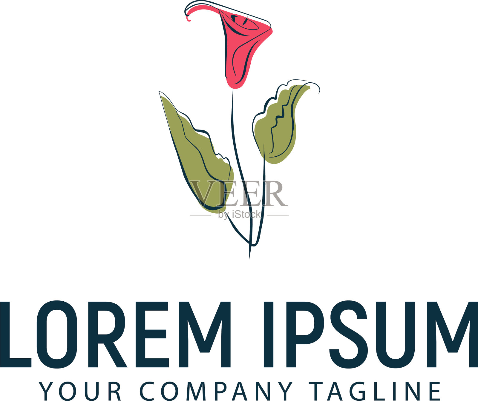 郁金香花手绘标志设计理念插画图片素材