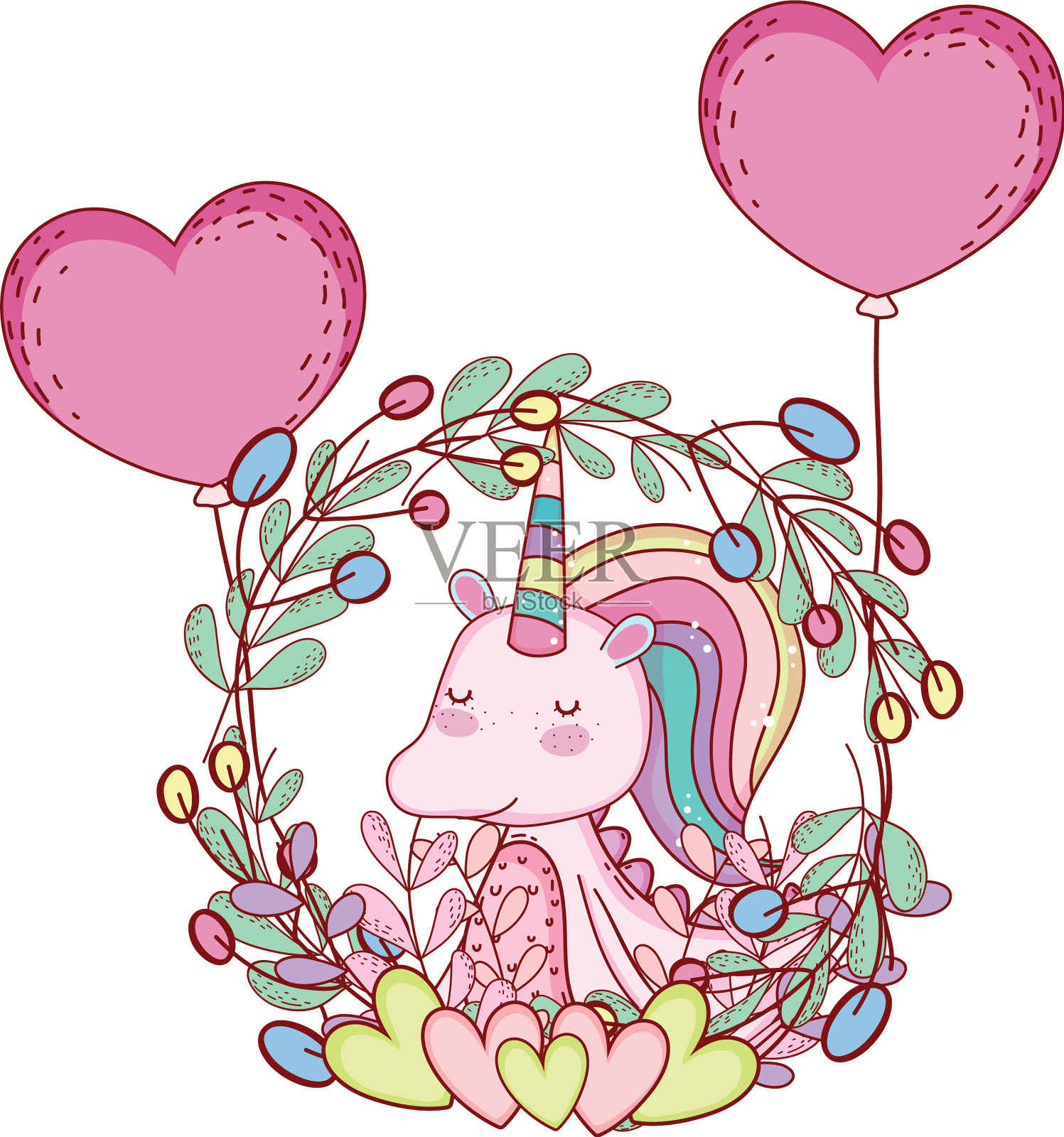 可爱的独角兽动画片设计元素图片