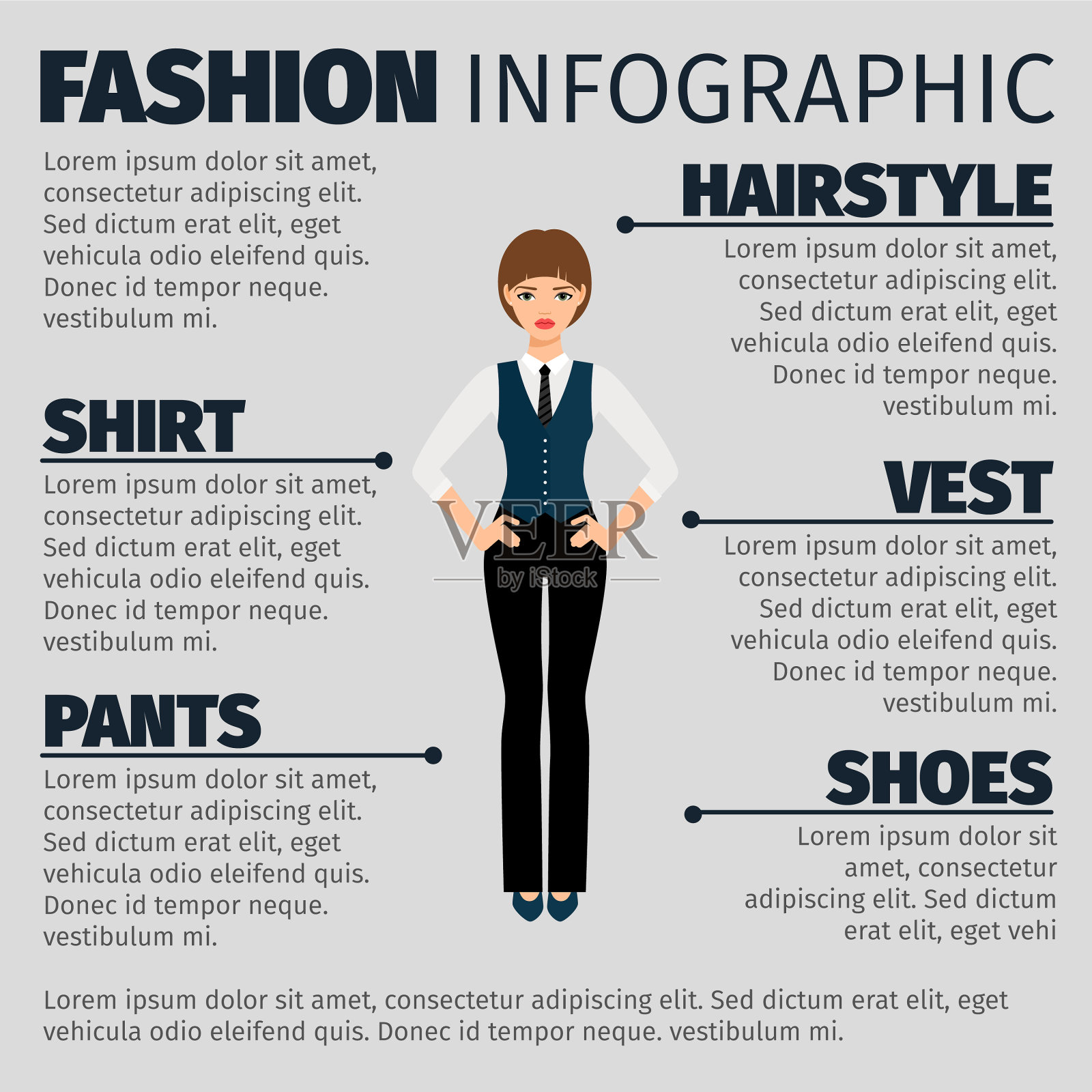 时尚信息图表与女孩经理插画图片素材