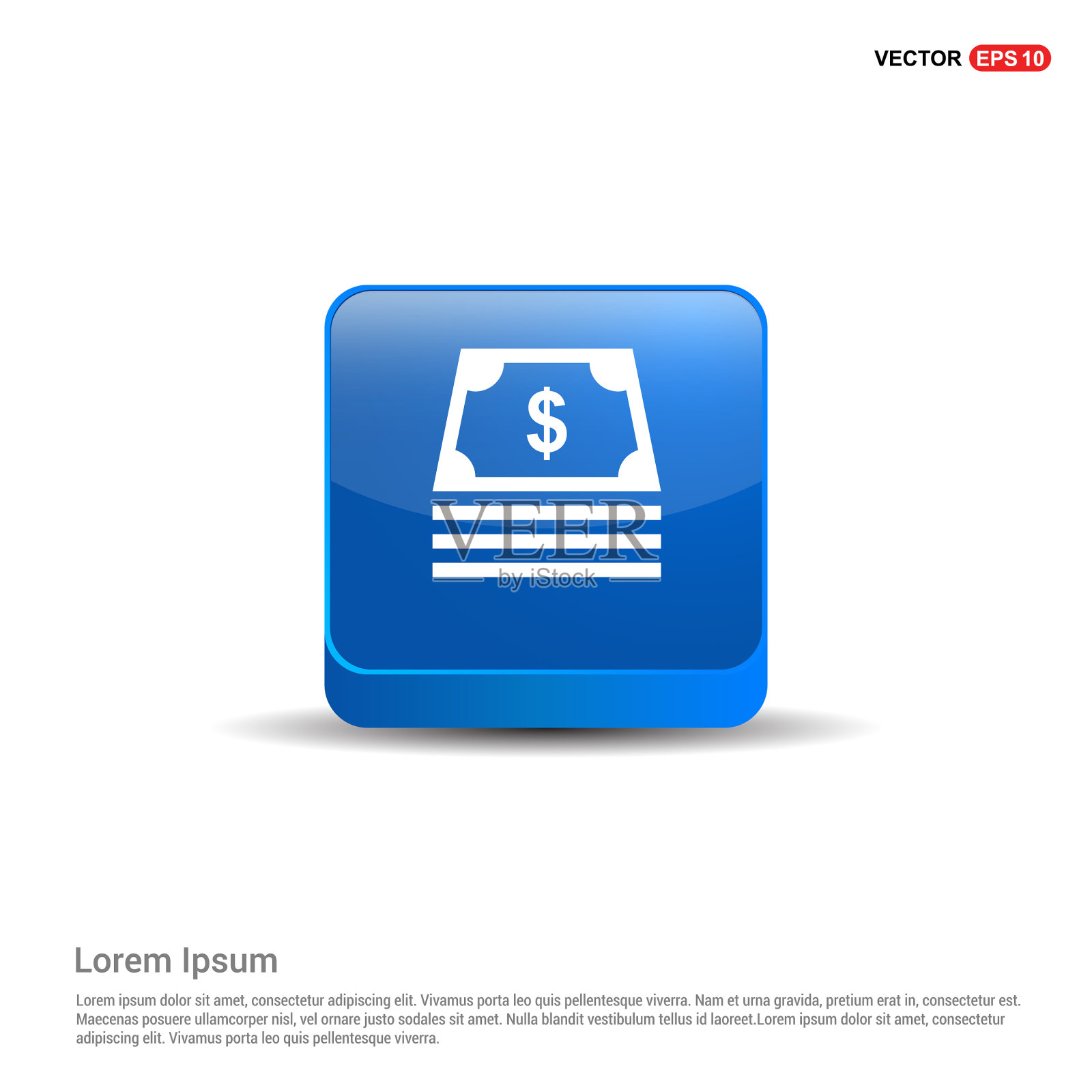 金钱图标- 3d蓝色按钮插画图片素材