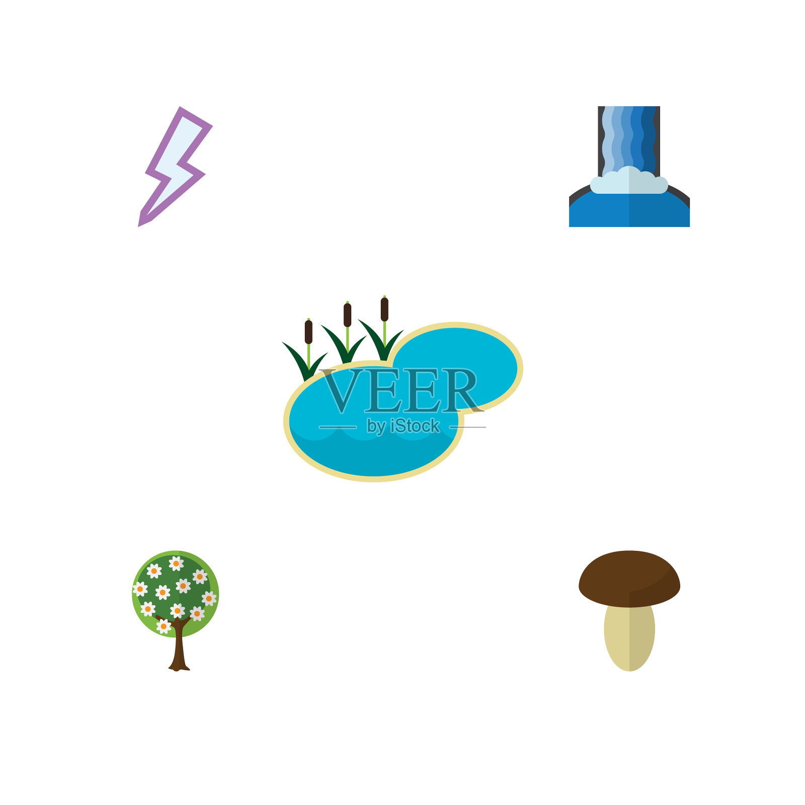 平图标生物集闪电冠军池塘图标素材