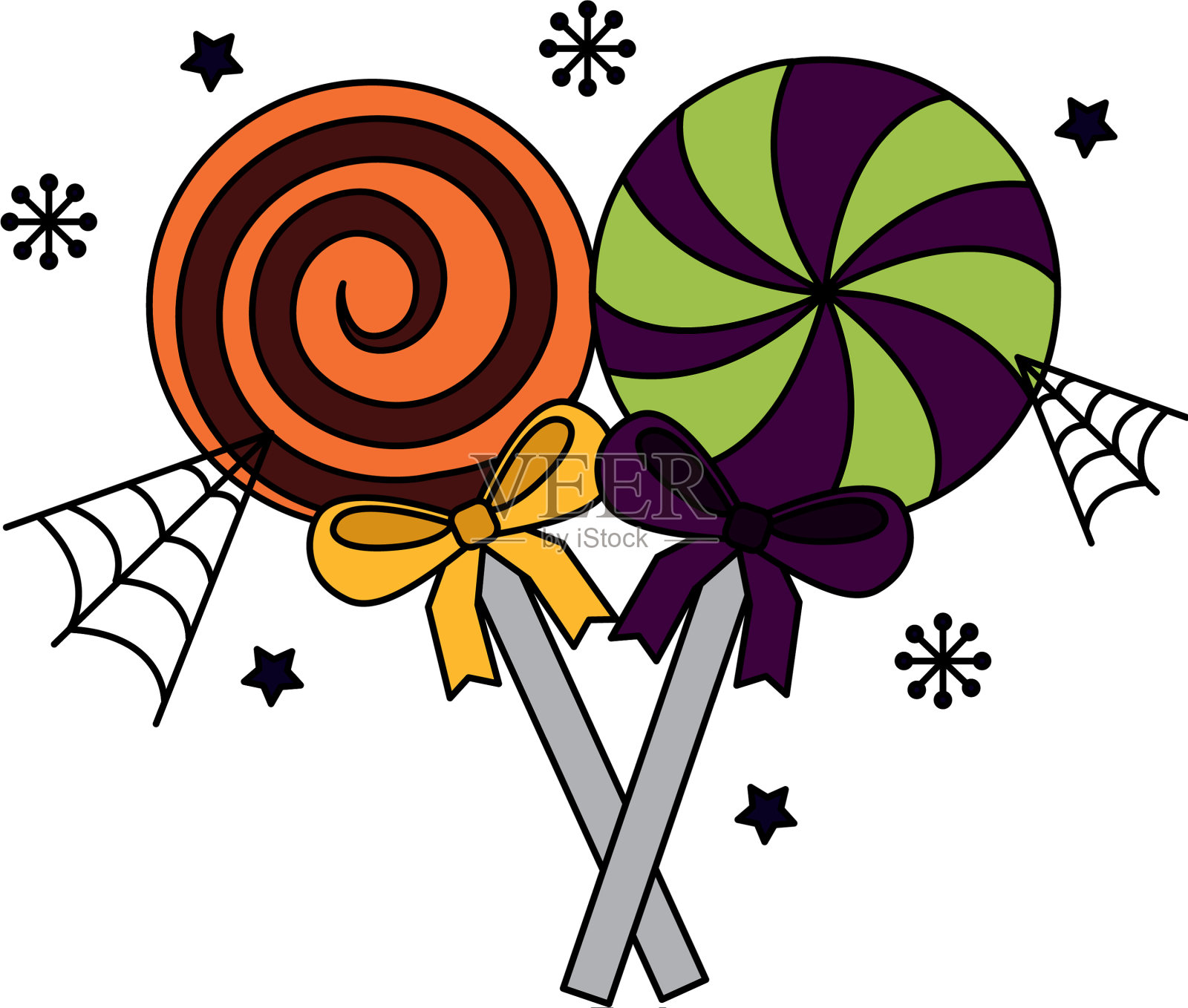 万圣节一天各种糖果设计元素图片