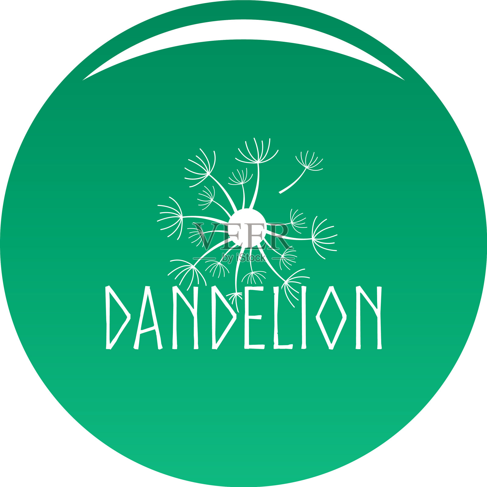 盛开的蒲公英标志图标绿色插画图片素材