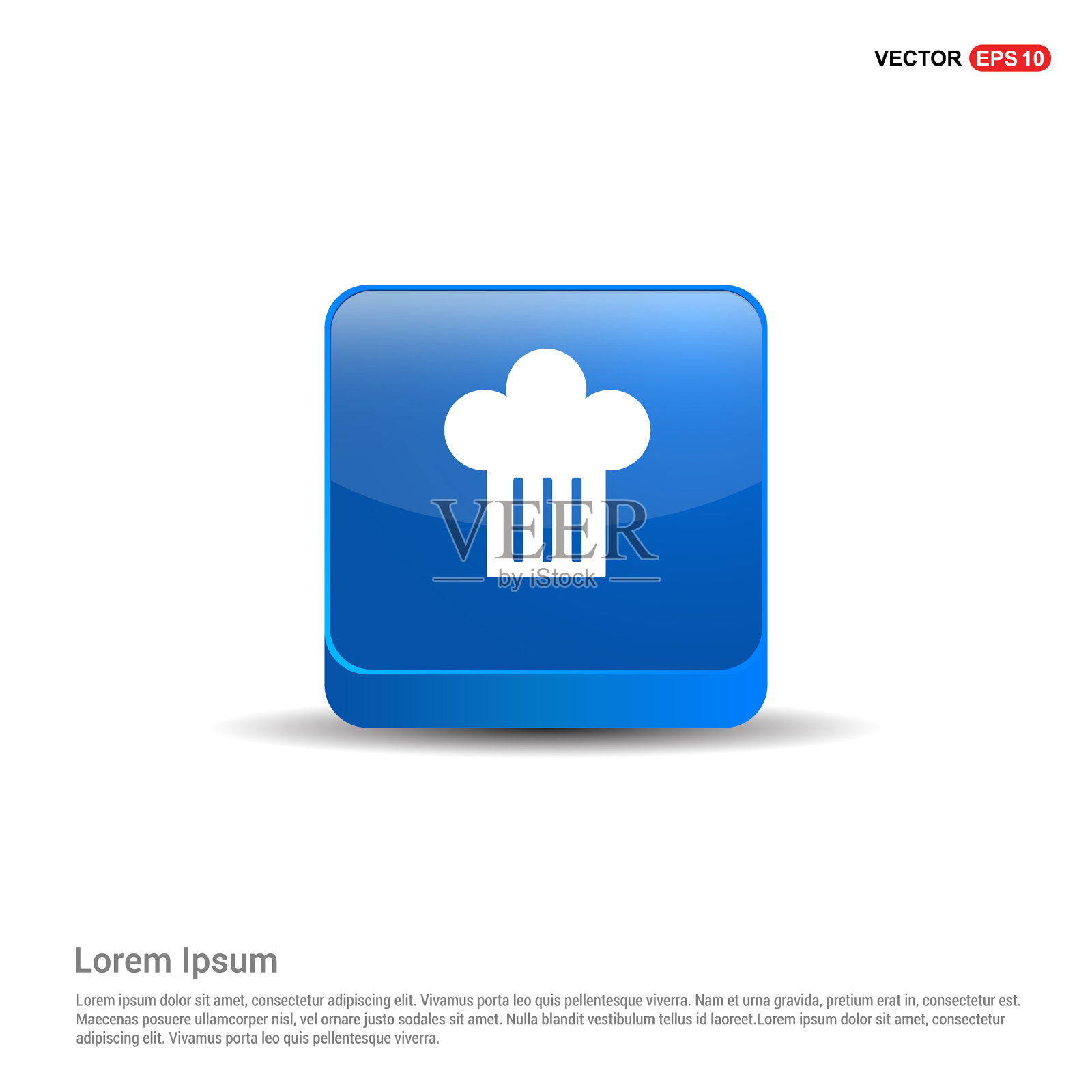 厨师帽图标- 3d蓝色按钮图标素材