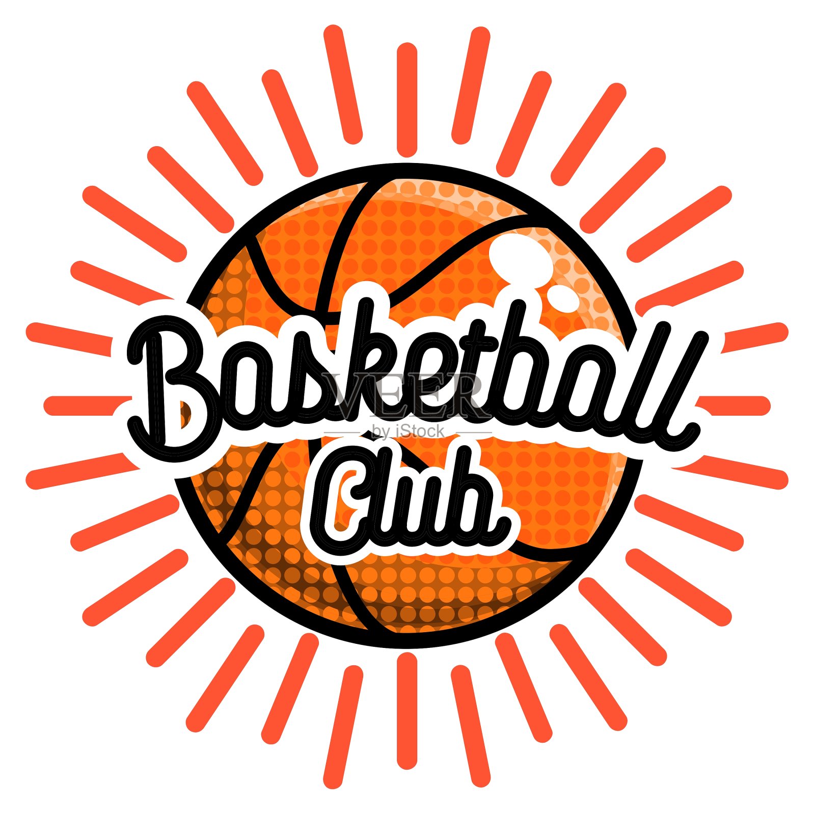 彩色复古篮球徽章插画图片素材