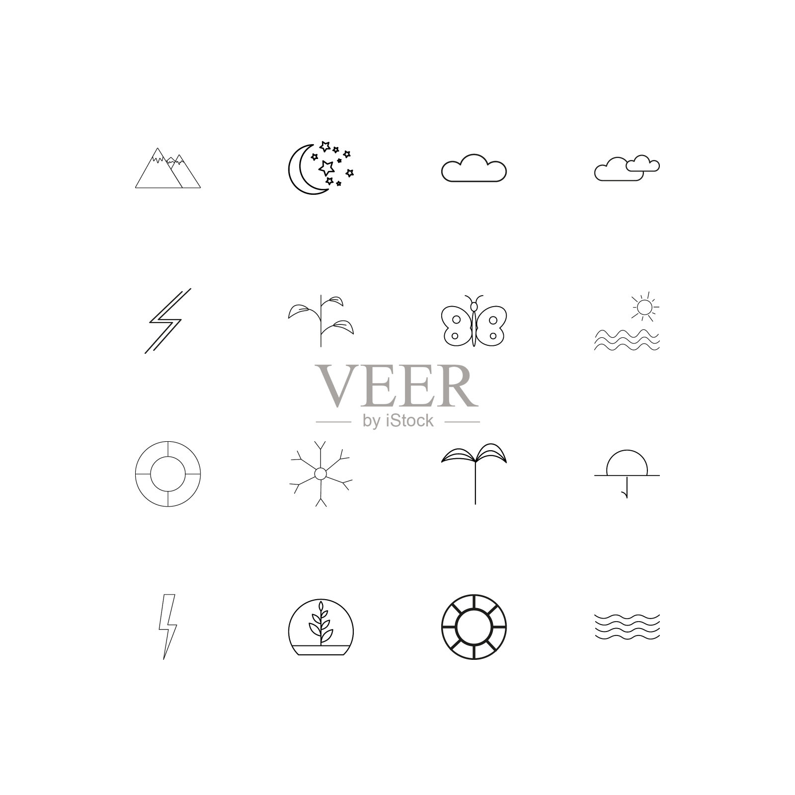 自然简单的线性图标设置概述图标图标素材