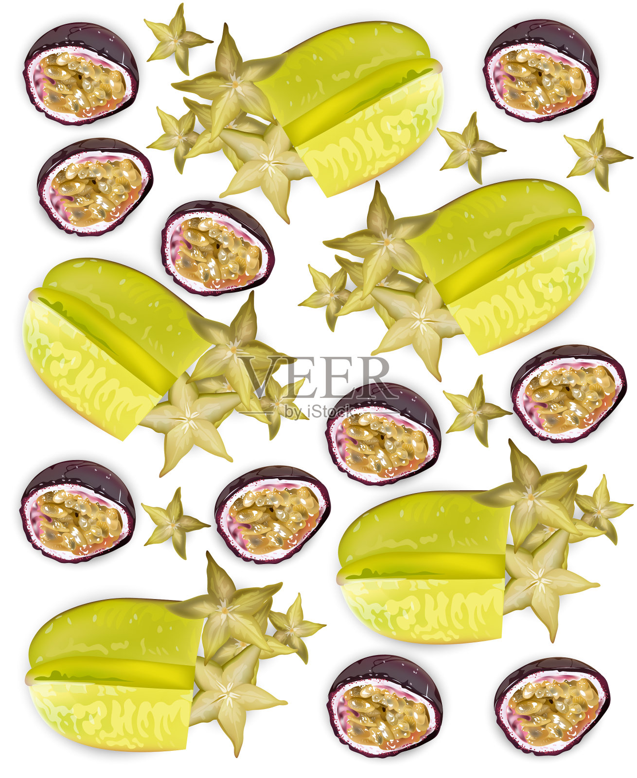 热带水果图案逼真的杨桃设计元素图片