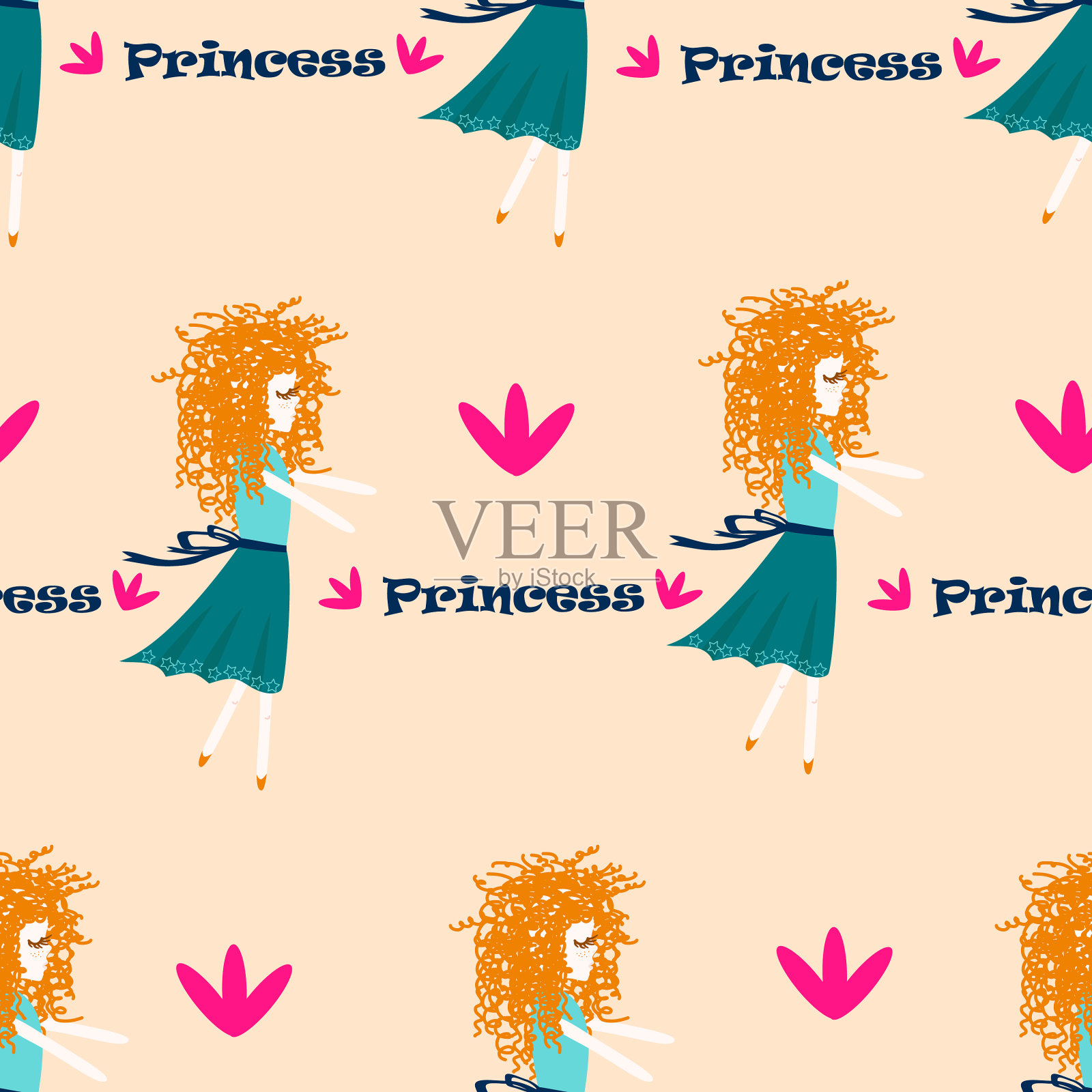 公主无缝图案插画图片素材