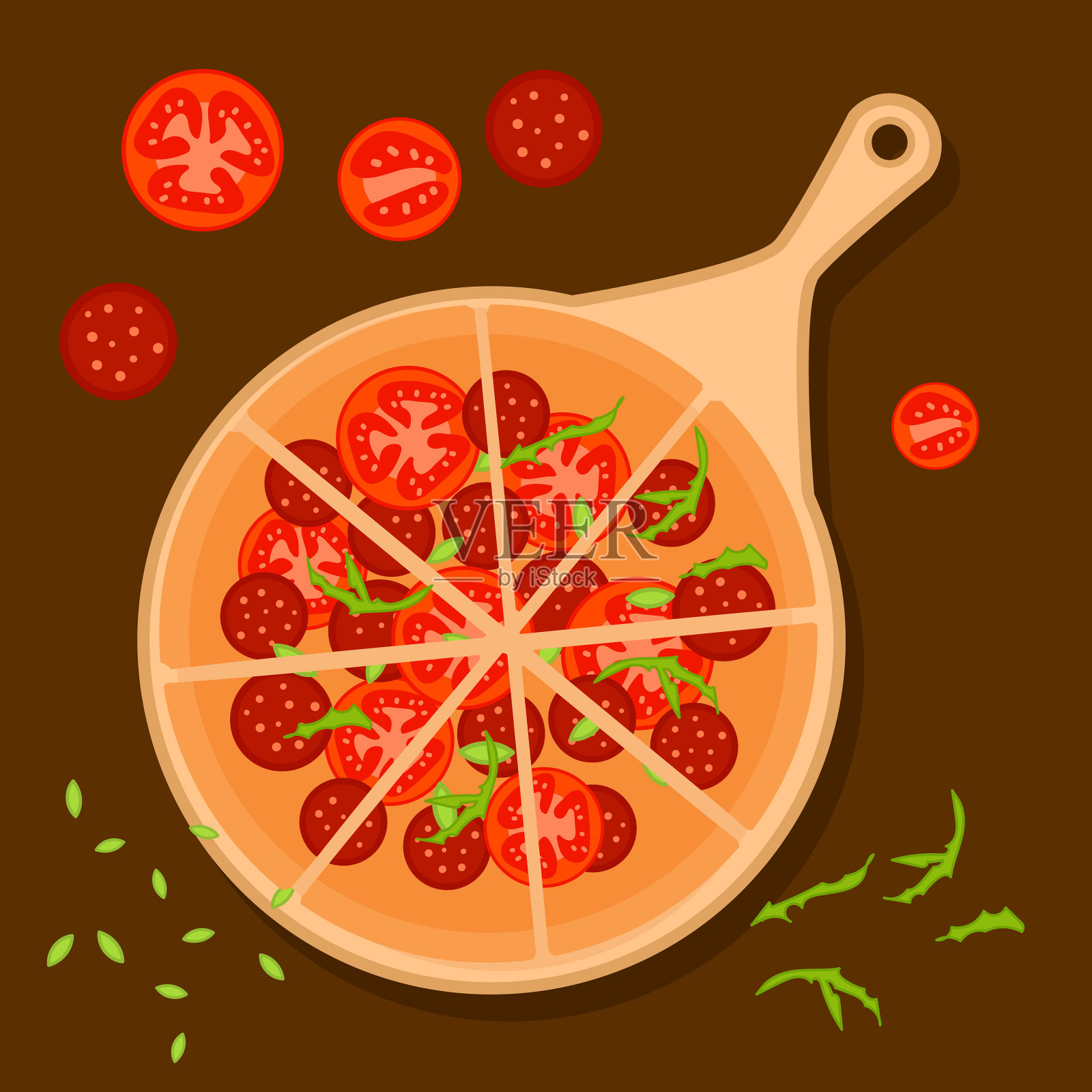 色彩缤纷的意大利披萨概念插画图片素材