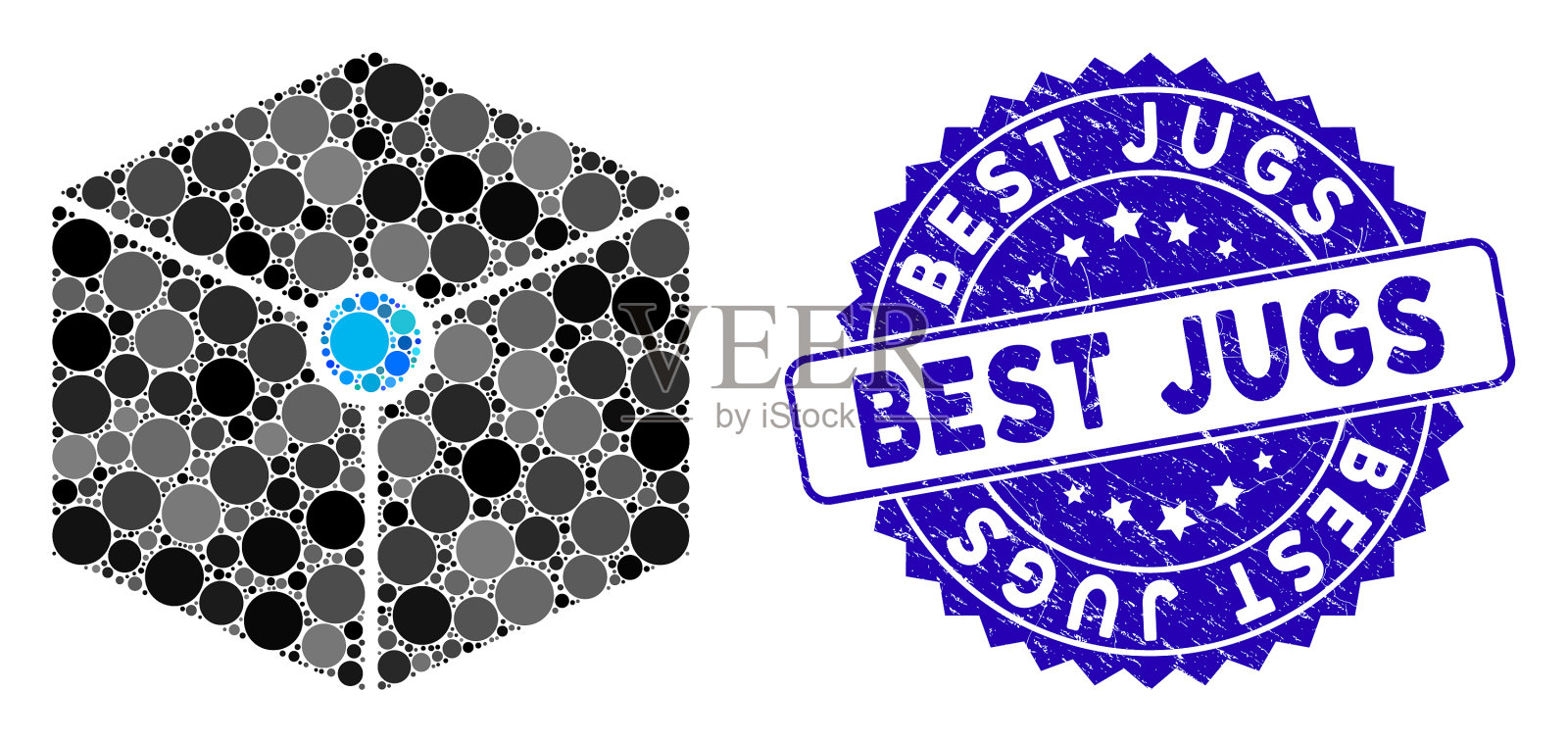 马赛克立方体顶点图标与纹理最好的水壶插画图片素材