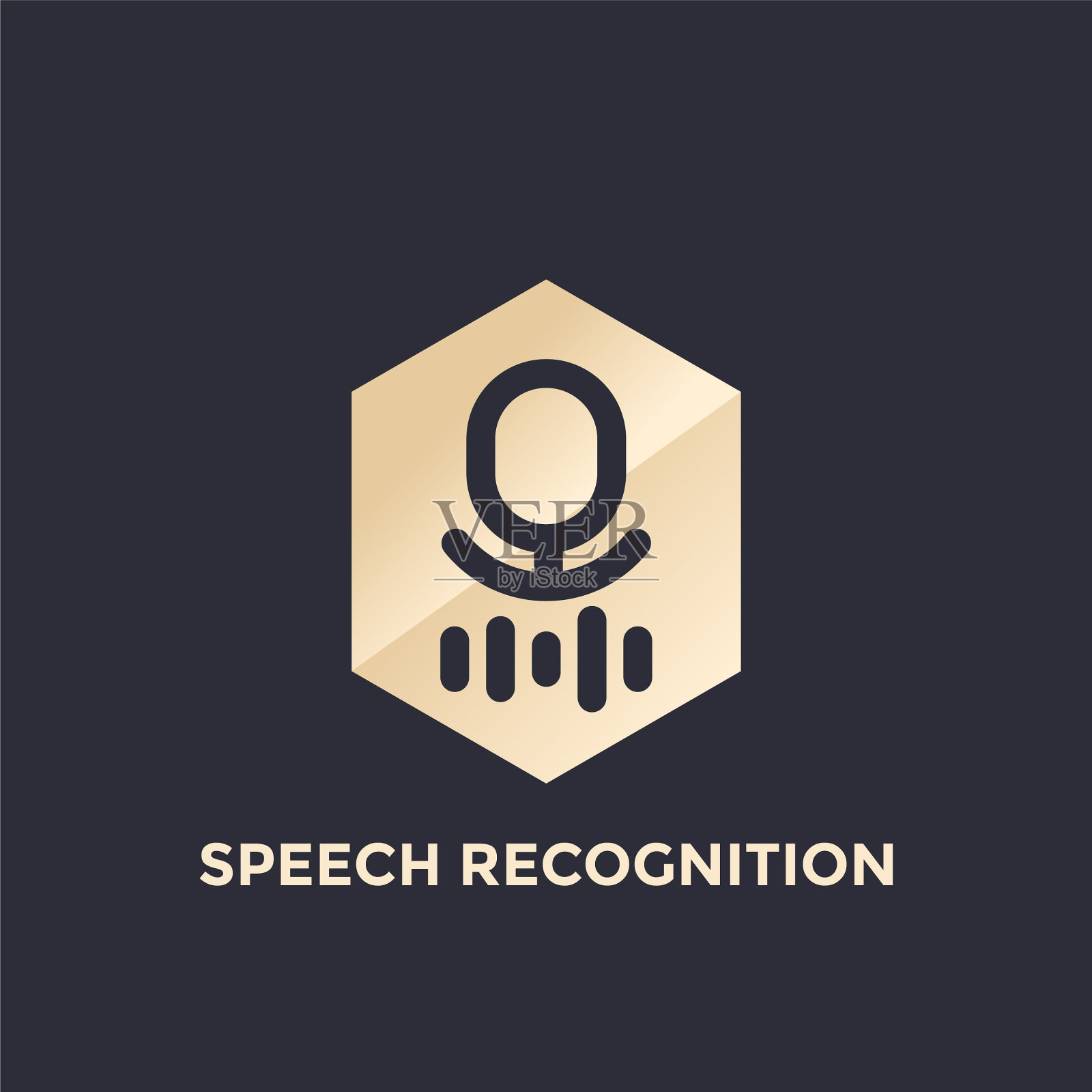 语音识别标志上的黄金形状插画图片素材