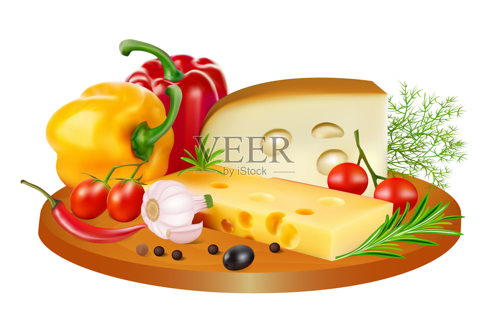 芝士，番茄，甜椒和设计元素图片